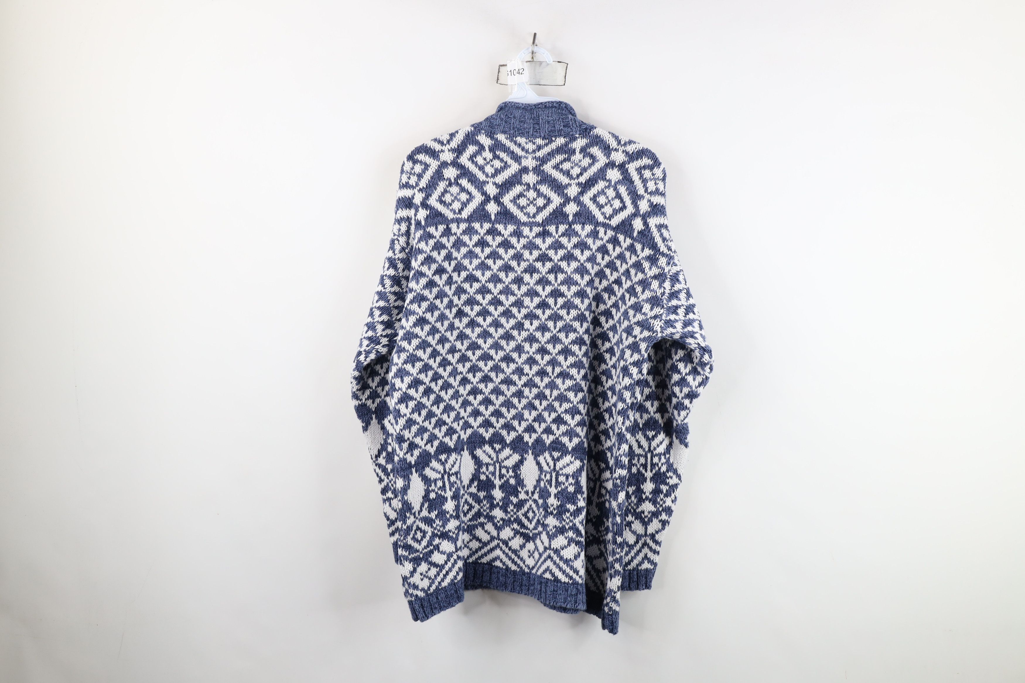 Vintage Vintage 90s Streetwear Geometric Marled Knit Tunic Sweater Size L / US 10 / IT 46 - 8 Thumbnail