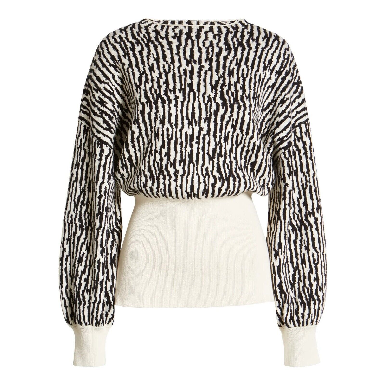 The Unbranded Brand Open Edit Women Animal Jacquard Tie Back Sweater Size S Size S / US 4 / IT 40 - 1 Thumbnail