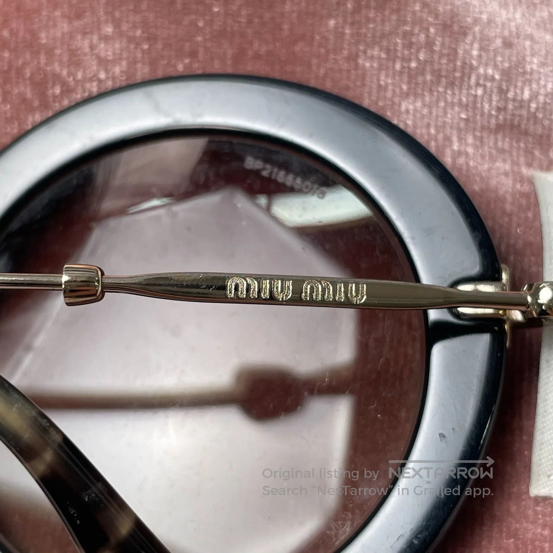 Miu Miu Miu Miu Crystal-studded genuine leather vintage round sung Size ONE SIZE - 9 Thumbnail
