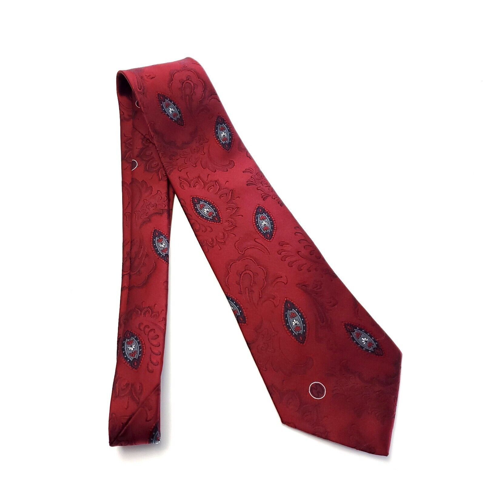 Halston III Halston 3 Red Paisley Woven Short Wide Polyester Silk Tie Size ONE SIZE - 6 Thumbnail