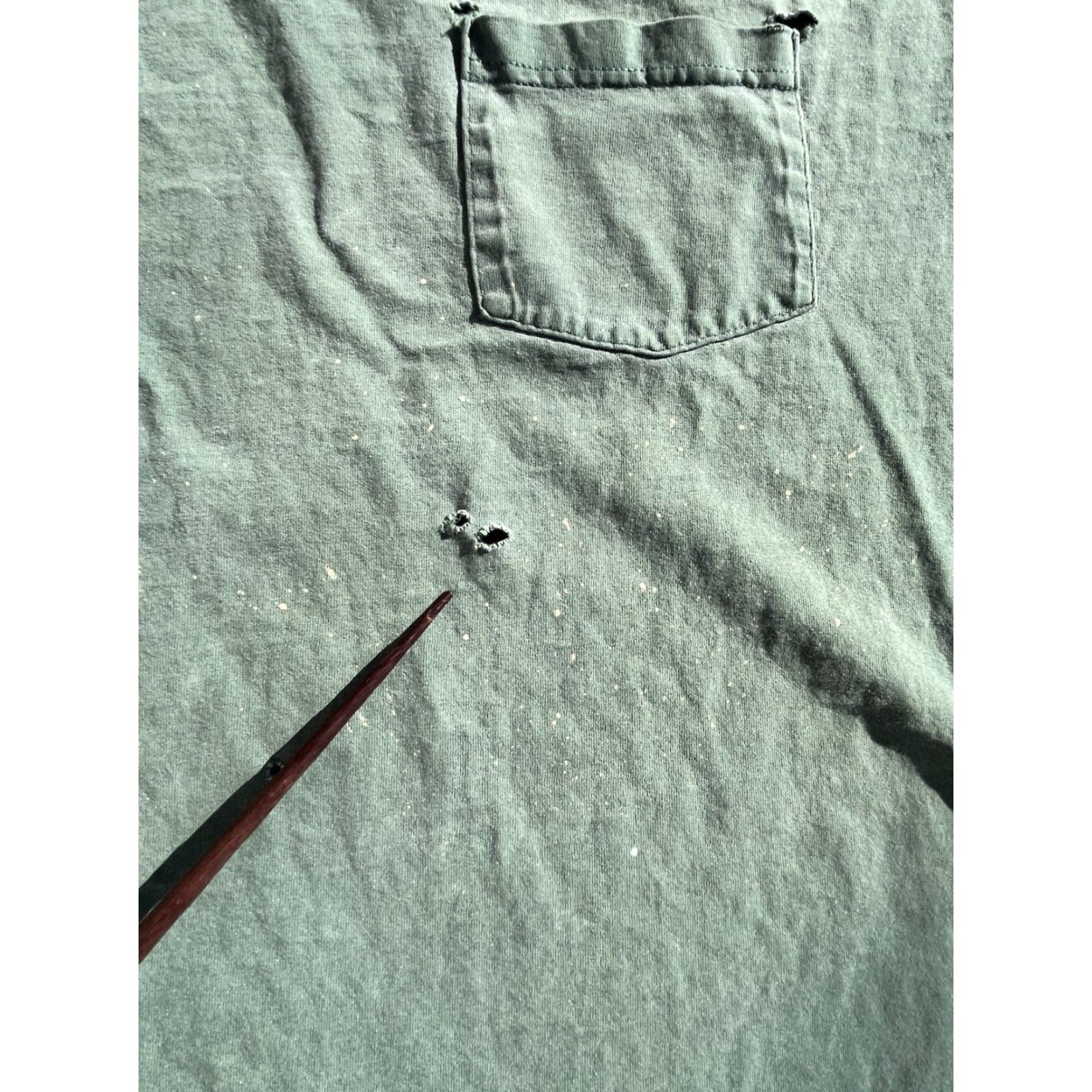 Vintage VINTAGE Discus Men's T-Shirt Green Solid Pocket 2XL THRASHED Grunge Workwear Distressed Crew Neck Short Sleeve USA 90s Logo Pocket Men's Size US XXL / EU 58 / 5 - 7 Thumbnail