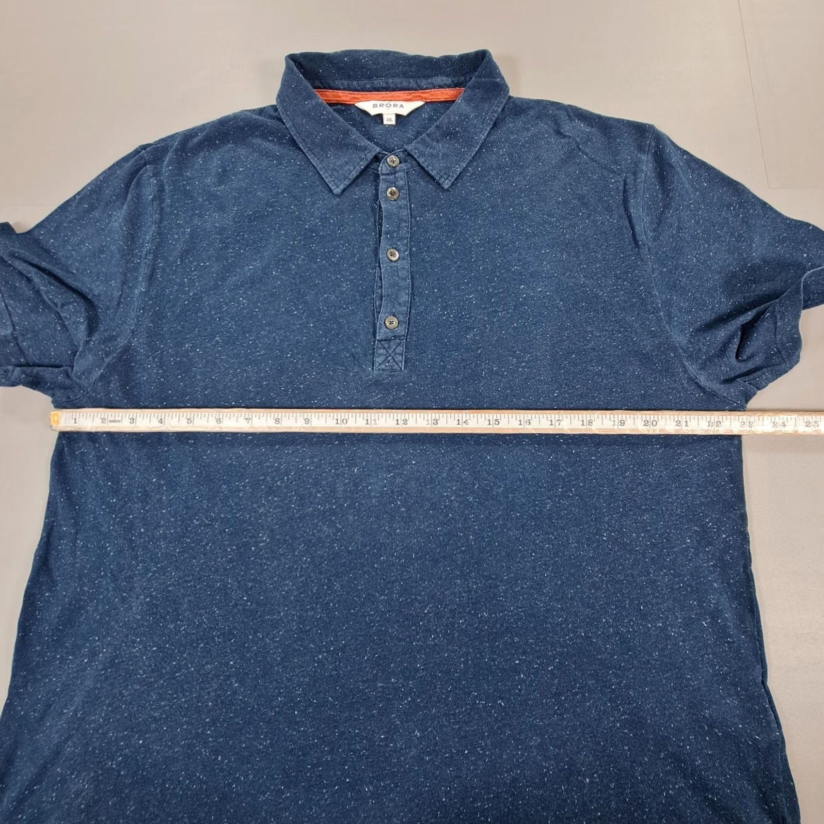 Vintage Brora Polo Shirt Brora Mens Polo Shirt XXL Cotton Speckled Short Sleeves Blue Casual Mens Size US XXL / EU 58 / 5 - 5 Thumbnail