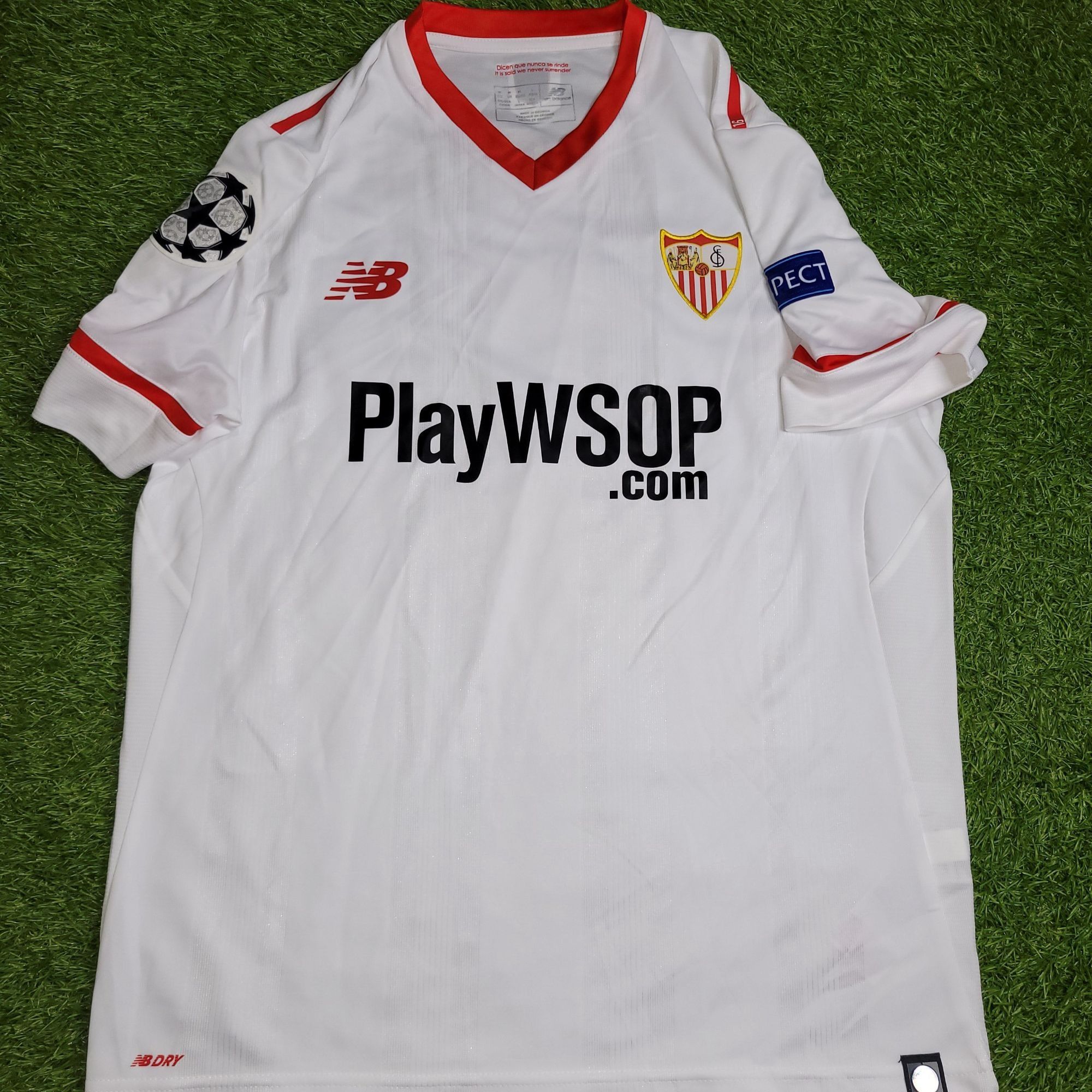 New Balance Lenglet Sevilla 2017 2018 MATCH Soccer Jersey M Size US M / EU 48-50 / 2 - 4 Thumbnail