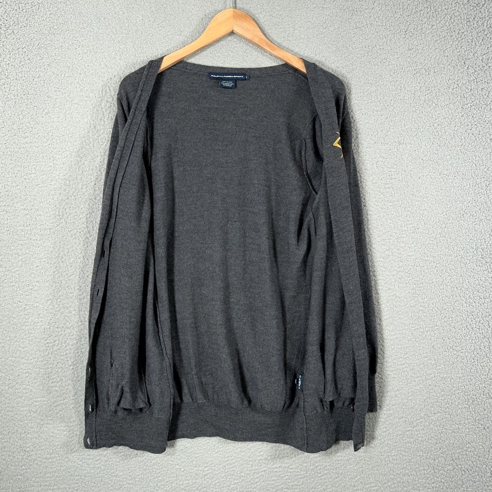 Polo Ralph Lauren VINTAGE Ralph Lauren Sport Cardigan Women L Gray Merino Wool V-Neck Embroidered Crest Front Pockets 90s Moments Size L / US 10 / IT 46 - 5 Thumbnail