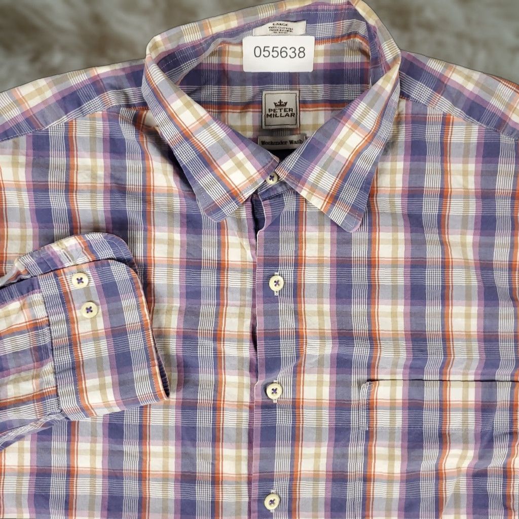 Peter Millar Peter Millar Shirt Mens Size Large Purple Plaid Button Up Long Sleeve Casual Size US L / EU 52-54 / 3 - 1 Thumbnail