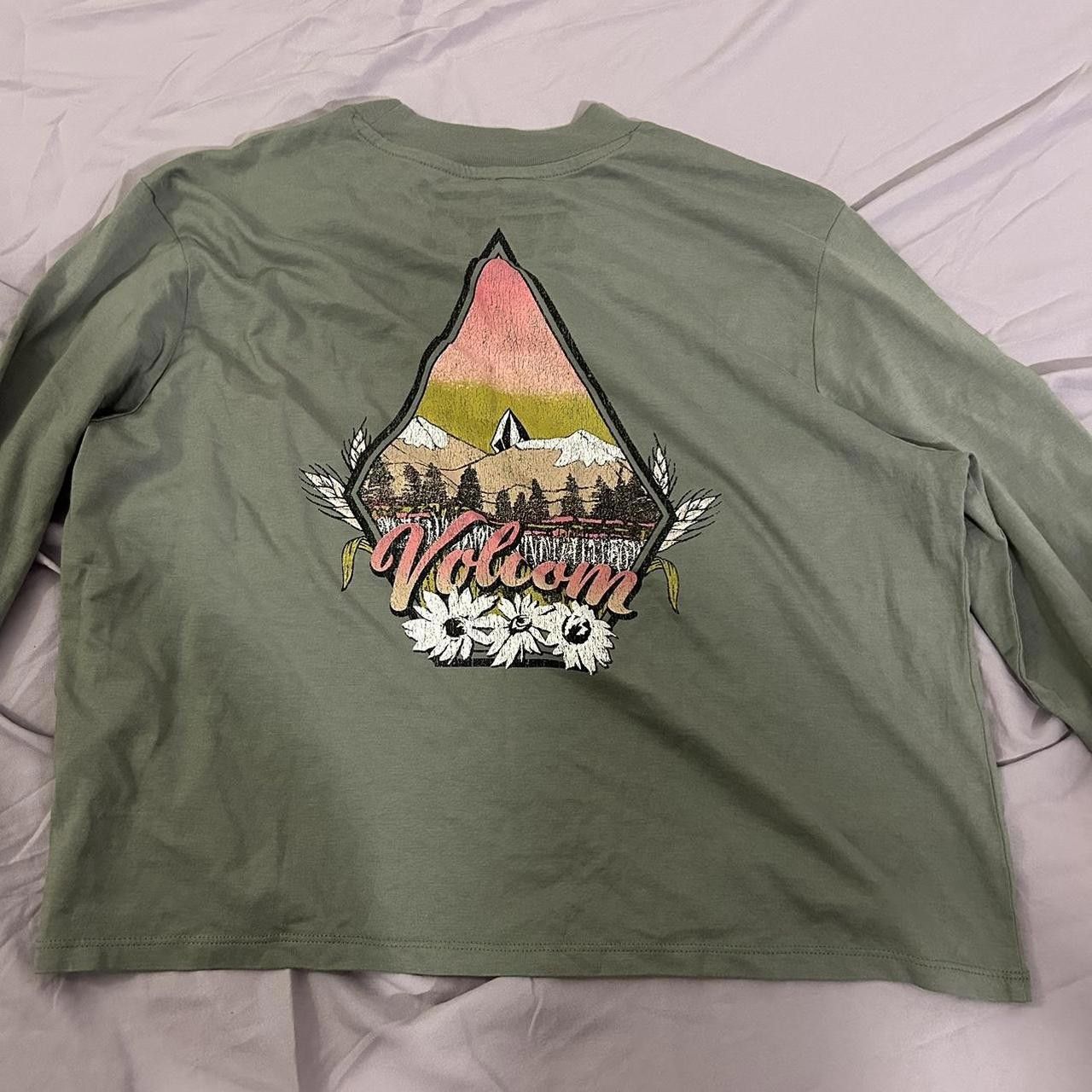 Volcom Volcom Women's Green and Pink Tshirt Size XL / US 12-14 / IT 48-50 - 2 Thumbnail