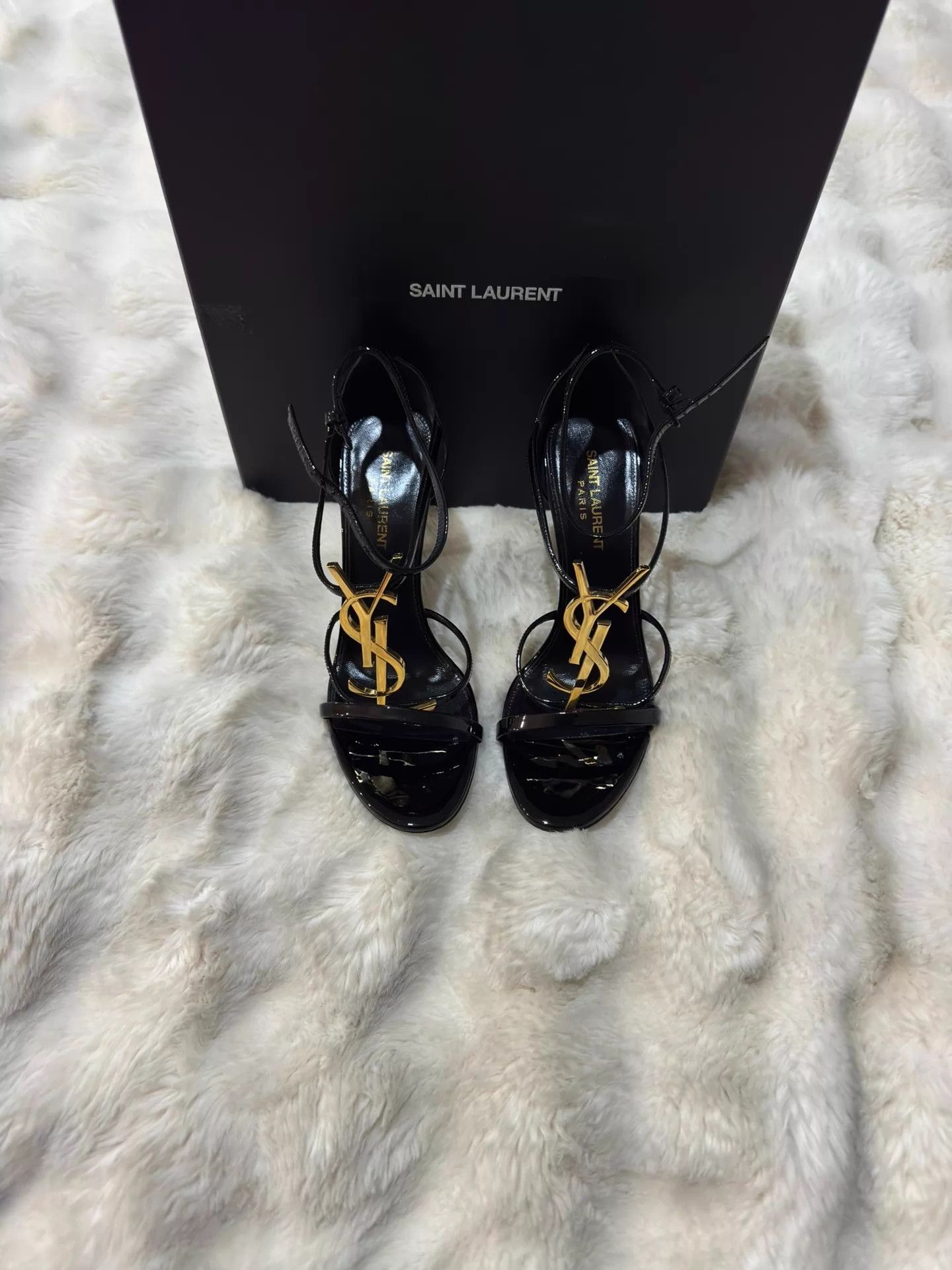 Saint Laurent Paris Saint Laurent Classic Black Gold Heels 38 Size US 7.5 / IT 37.5 - 1 Thumbnail
