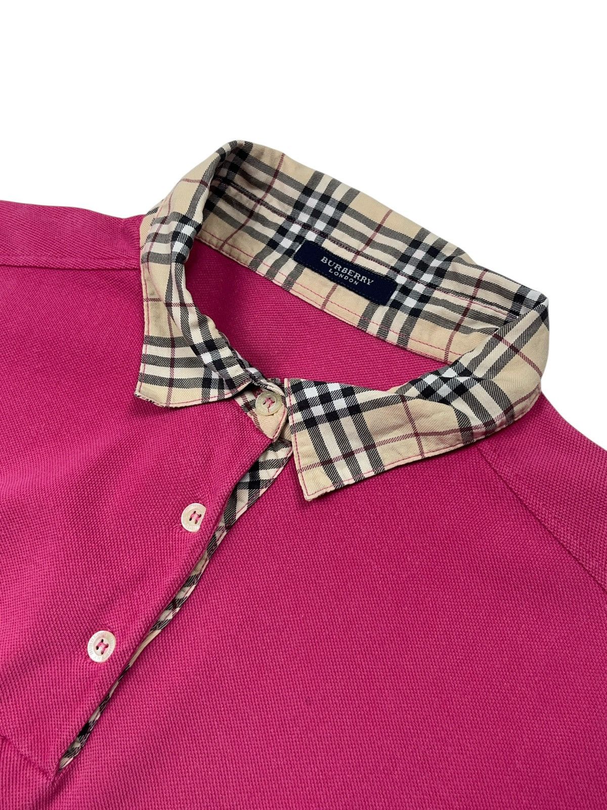 Burberry × Burberry Prorsum × Vintage Vintage Burberry London Pink Polo Shirt Nova Check Size XL / US 12-14 / IT 48-50 - 4 Thumbnail