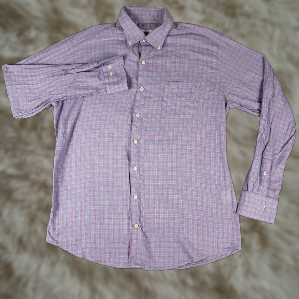 Peter Millar Peter Millar Shirt Mens Large Pink Plaid Button-Up Long Sleeve Casual Business Formal Party/Cocktail Workwear Size US L / EU 52-54 / 3 - 1 Thumbnail