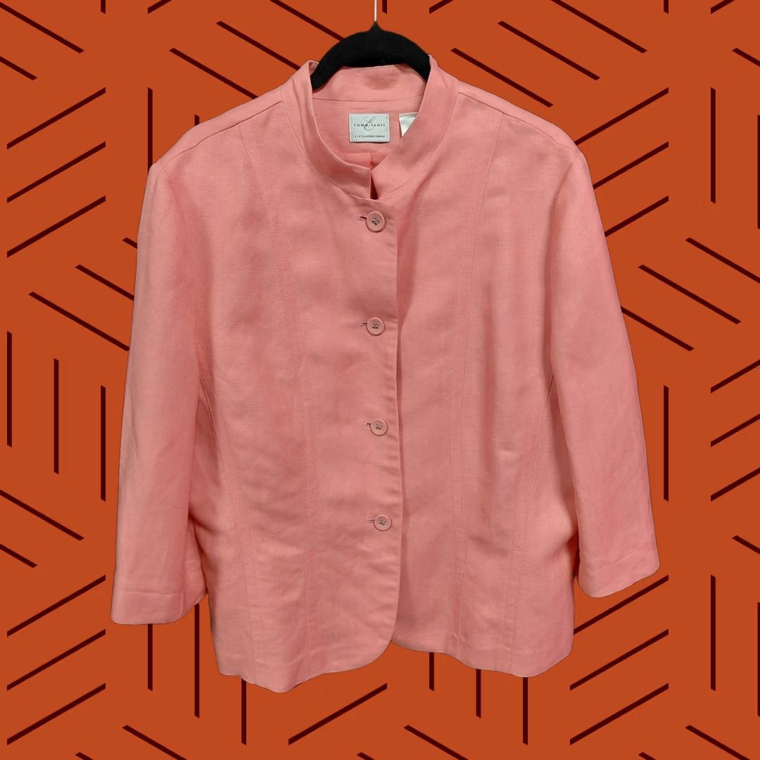 Vintage Emma James Blazer Linen Blend Pink Solid 3/4 Sleeve Size 16 Women Size XXL / US 16-18 / IT 52-54 - 1 Thumbnail