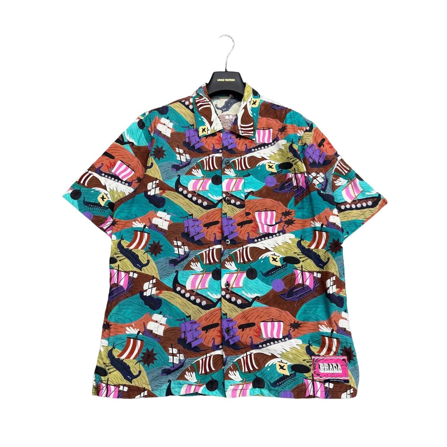 Prada Prada Graphic Ship Print Short Sleeve Shirt XL Size US XL / EU 56 / 4 - 1 Thumbnail