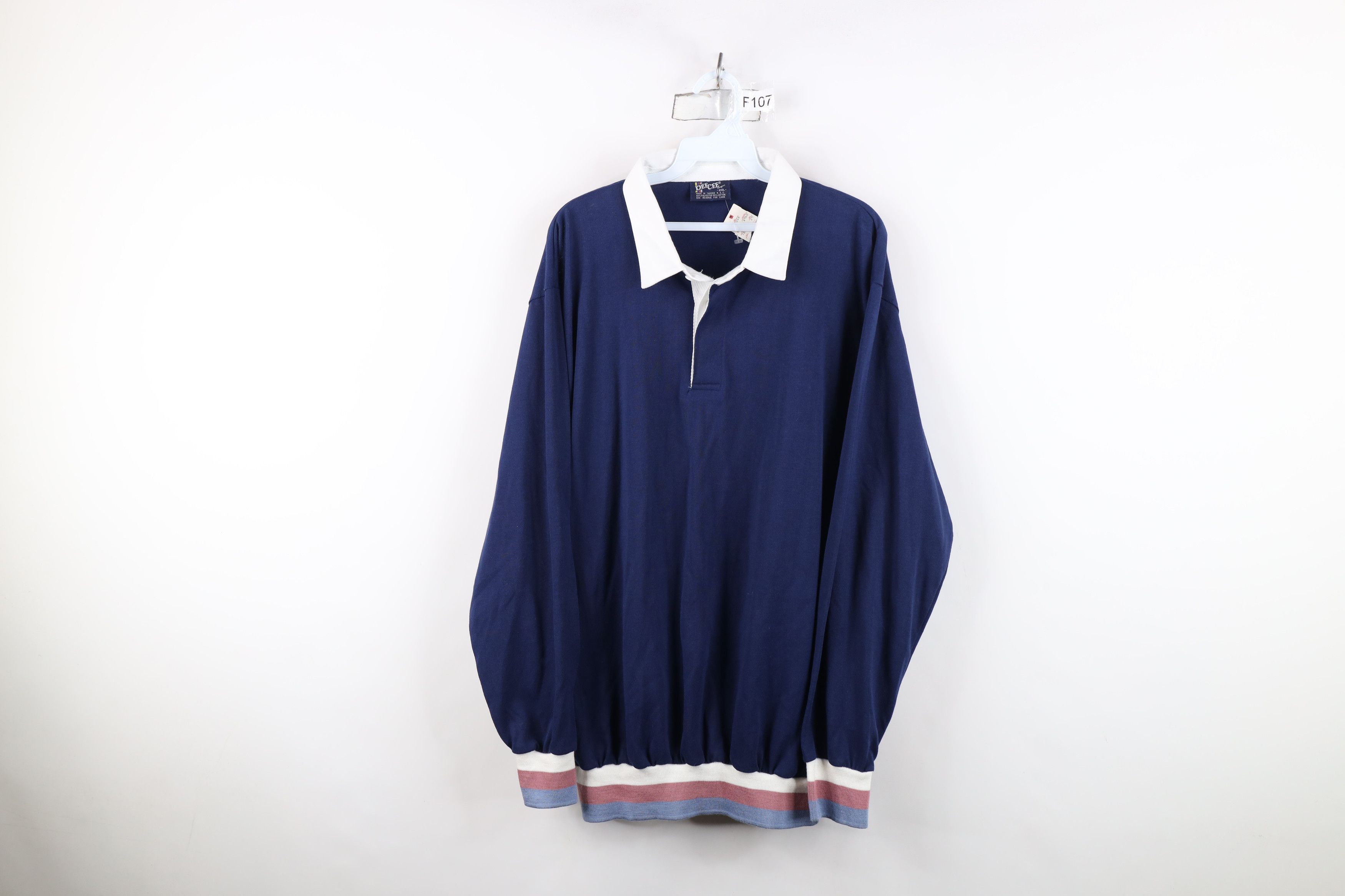 Vintage Deadstock Vintage 70s Streetwear Long Sleeve Rugby Polo Size US XXL / EU 58 / 5 - 1 Thumbnail