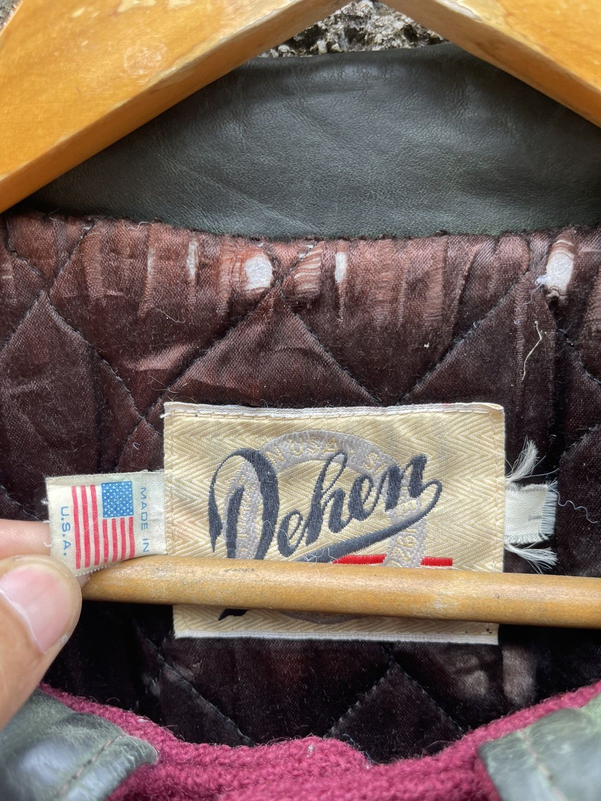 Dehen 1920 Vintage 90s Dehen Gaasta Varsity Jacket Leather Sleeve Size US L / EU 52-54 / 3 - 3 Thumbnail