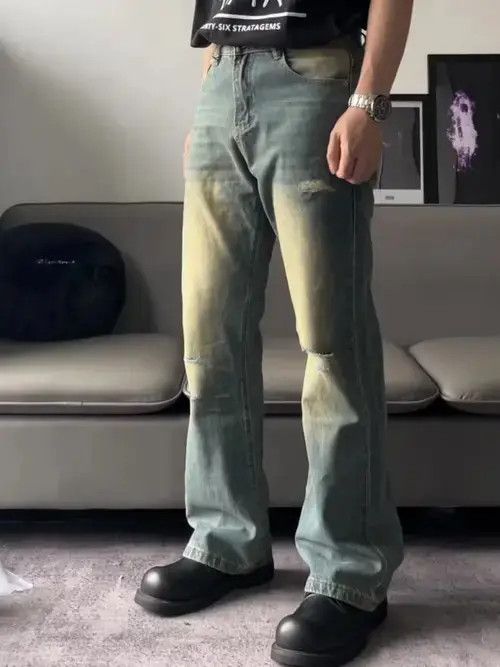 Designer × Japanese Brand × Vintage damaged flared yuppie ripped jeans Size US 32 / EU 48 - 1 Thumbnail
