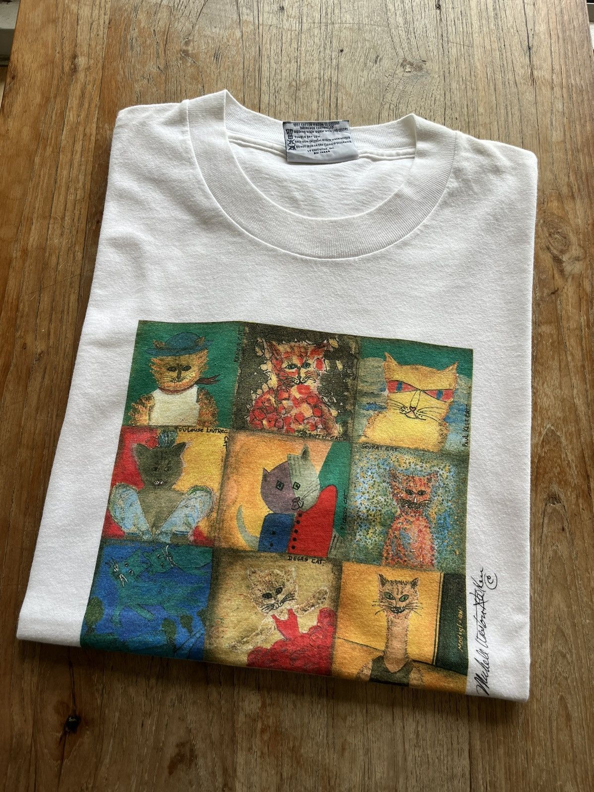 Vintage Vintage Famous Art Cats 90’s by Amedeo Modigliani Tshirt Size US L / EU 52-54 / 3 - 1 Thumbnail