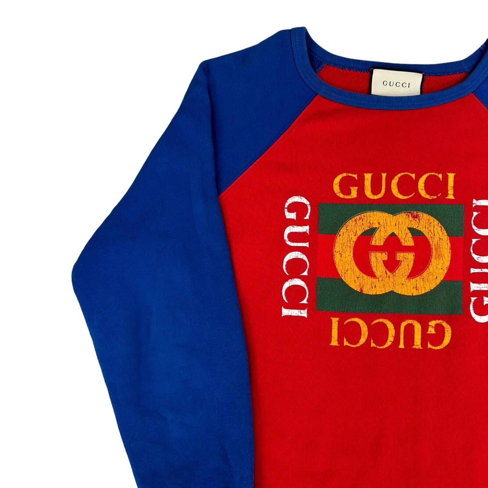 Gucci Gucci Size S Sweatshirt Red Blue Cotton Jersey Logo Print Size US S / EU 44-46 / 1 - 5 Thumbnail
