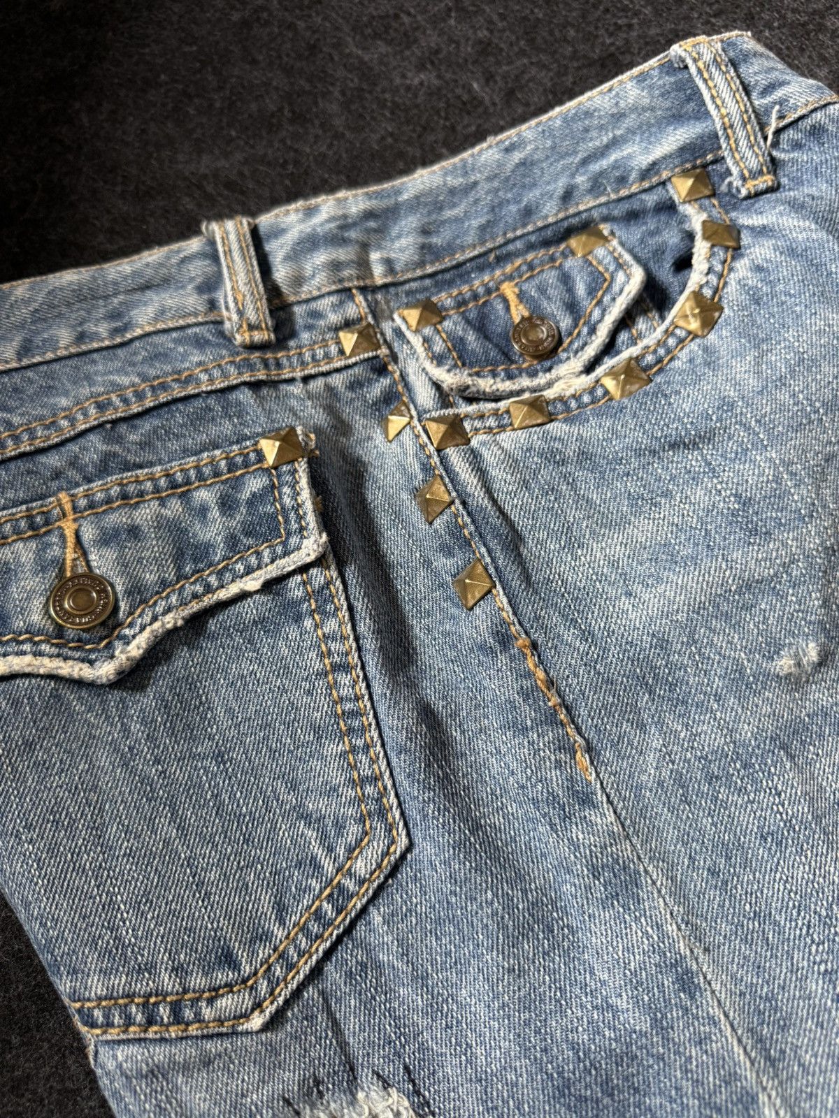 Hysteric Glamour × Japanese Brand Distressed Boro Studded Flare Jeans Japanese Brand Size US 28 / EU 44 - 5 Thumbnail