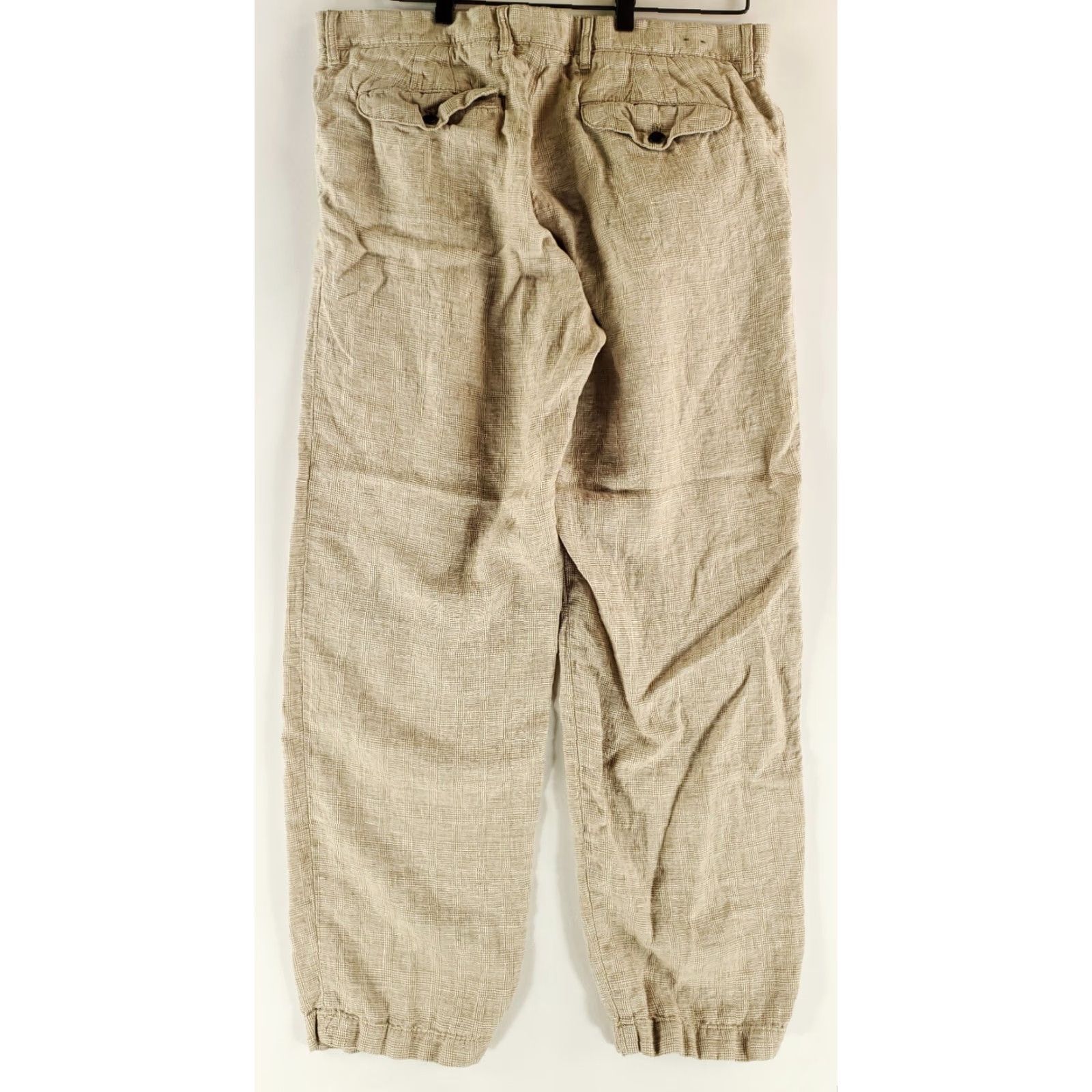 Vintage J Crew 100% Linen Pants Check Tan Plaid Mens 36x31 Inseam 31 Tan Beige Chino Mens Size US 36 / EU 52 - 2 Thumbnail