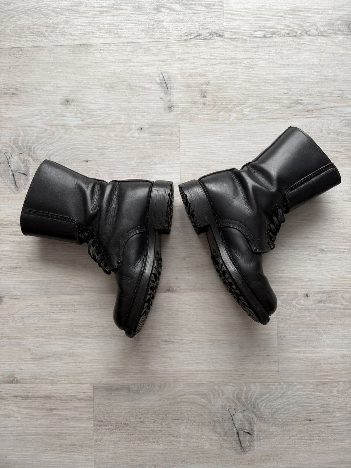 If Six Was Nine Double Buckle Black Moto Boots Red Wing Frye Guidi Inspired Size US 9.5 / EU 42-43 - 8 Thumbnail