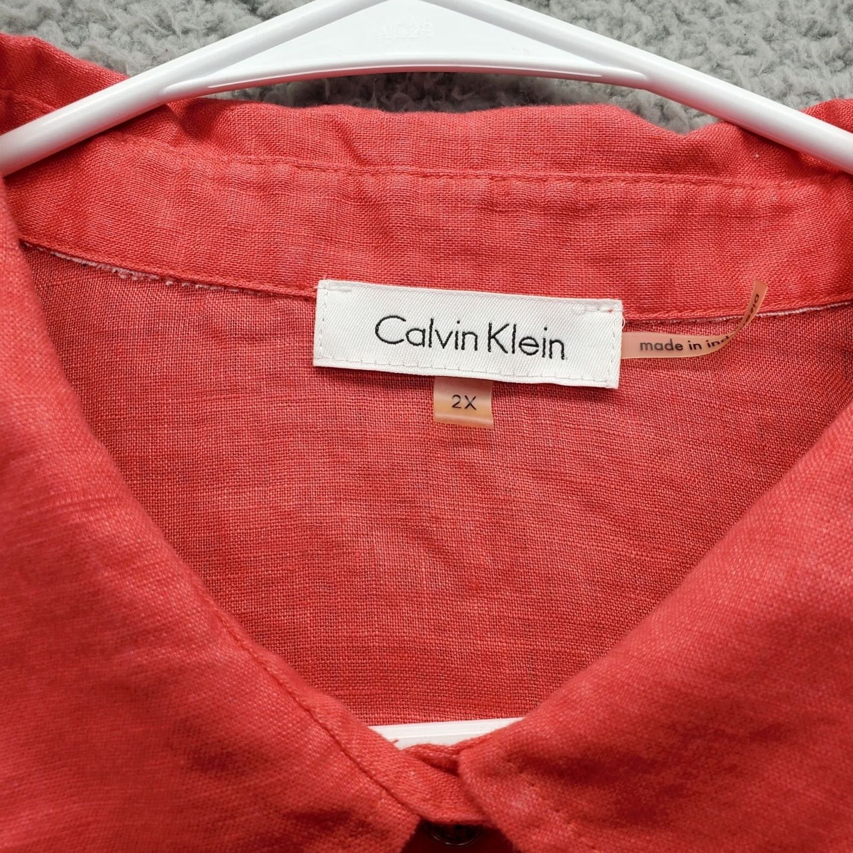 Calvin Klein Calvin Klein Shirt Womens 2X Pink Roll Tab Sleeve Chest Pockets Button-Up Size XXL / US 16-18 / IT 52-54 - 6 Thumbnail