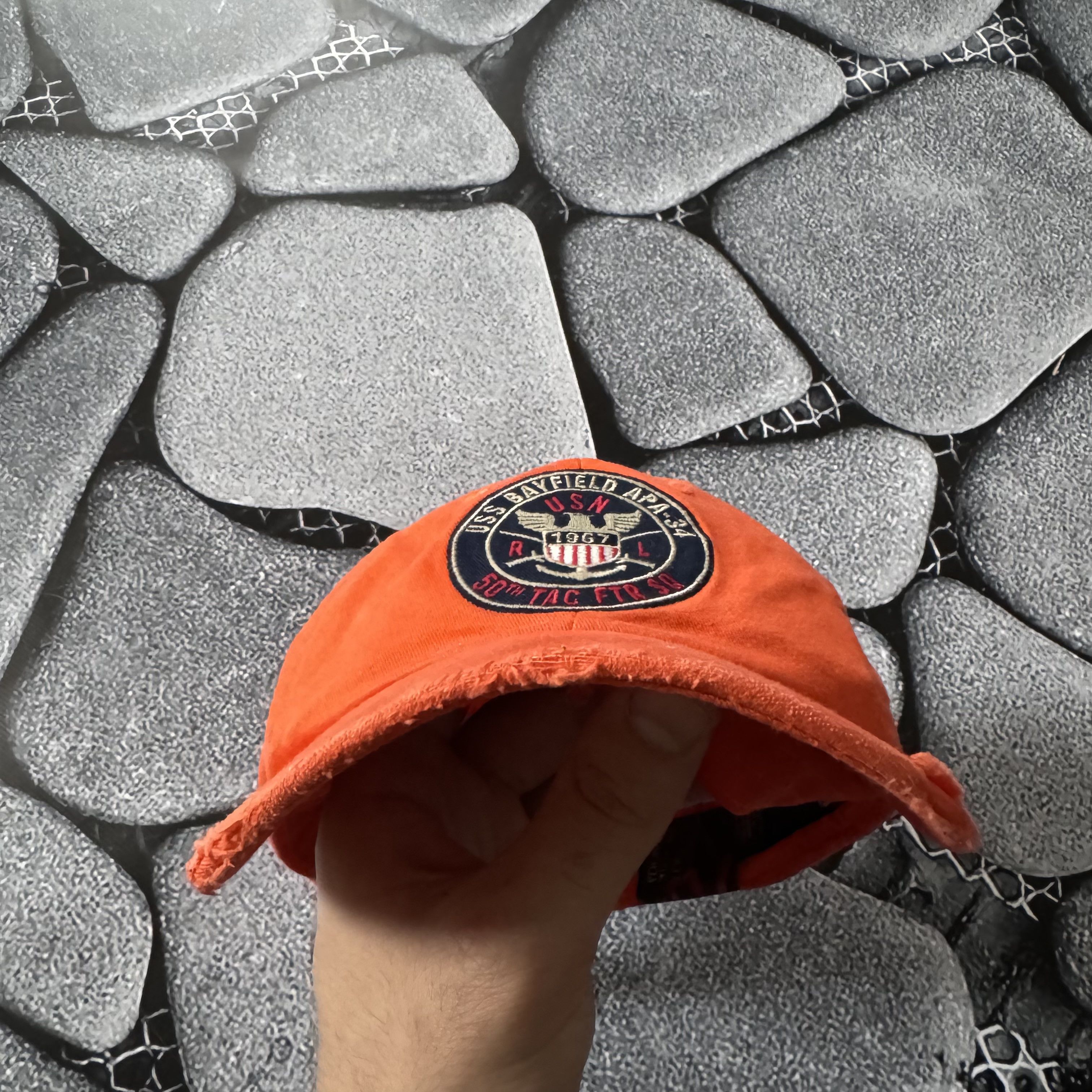 Polo Ralph Lauren × Vintage POLO RALPH LAUREN USS BAYFIELD APA 34 DISTRESSED CAP ORANGE Size ONE SIZE - 11 Thumbnail