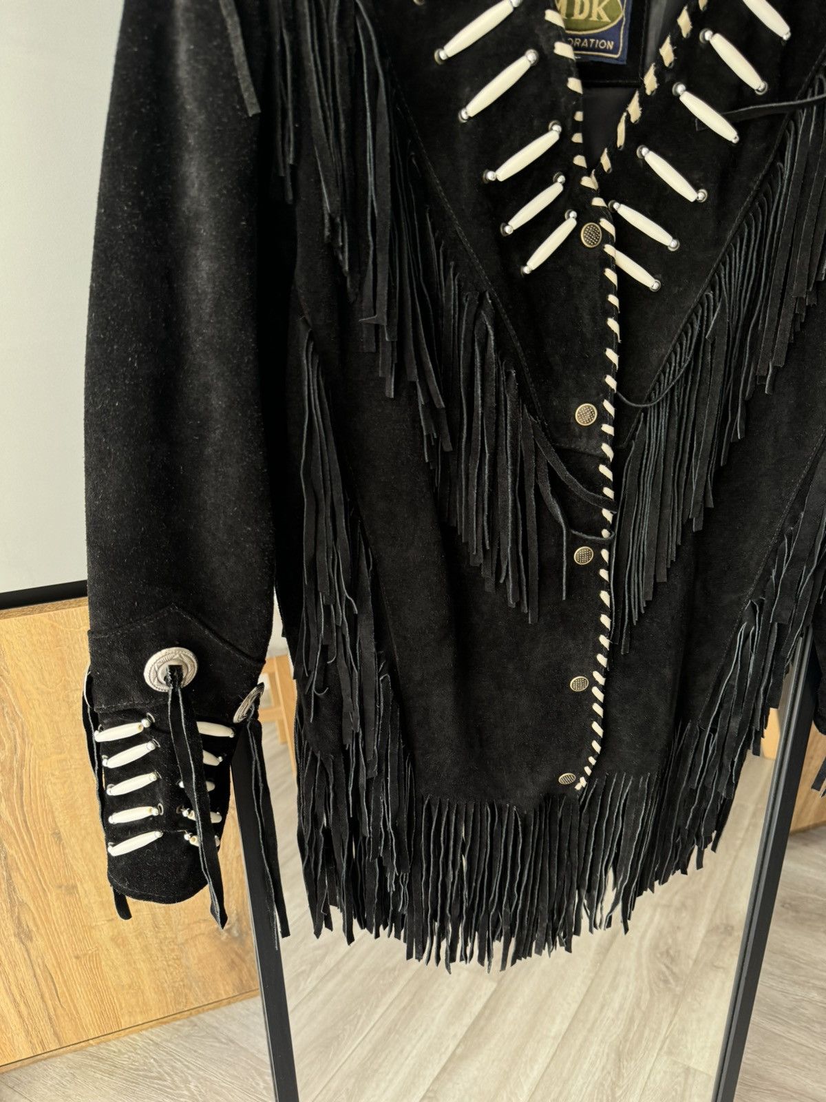 Vintage Vintage 70s Western Fringe Tassel Leather Jacket Size L / US 10 / IT 46 - 2 Thumbnail