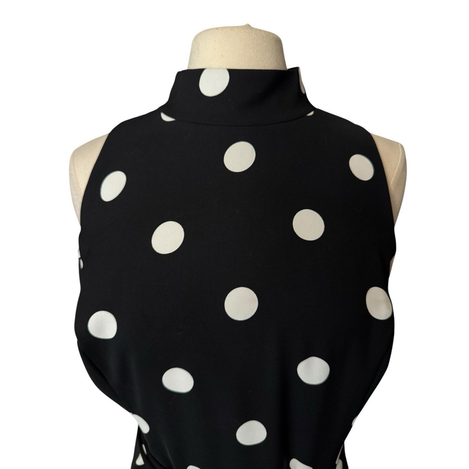 Lauren Ralph Lauren Ralph Lauren Black White Polka Dot Midi Dress Size XXL / US 16-18 / IT 52-54 - 3 Thumbnail