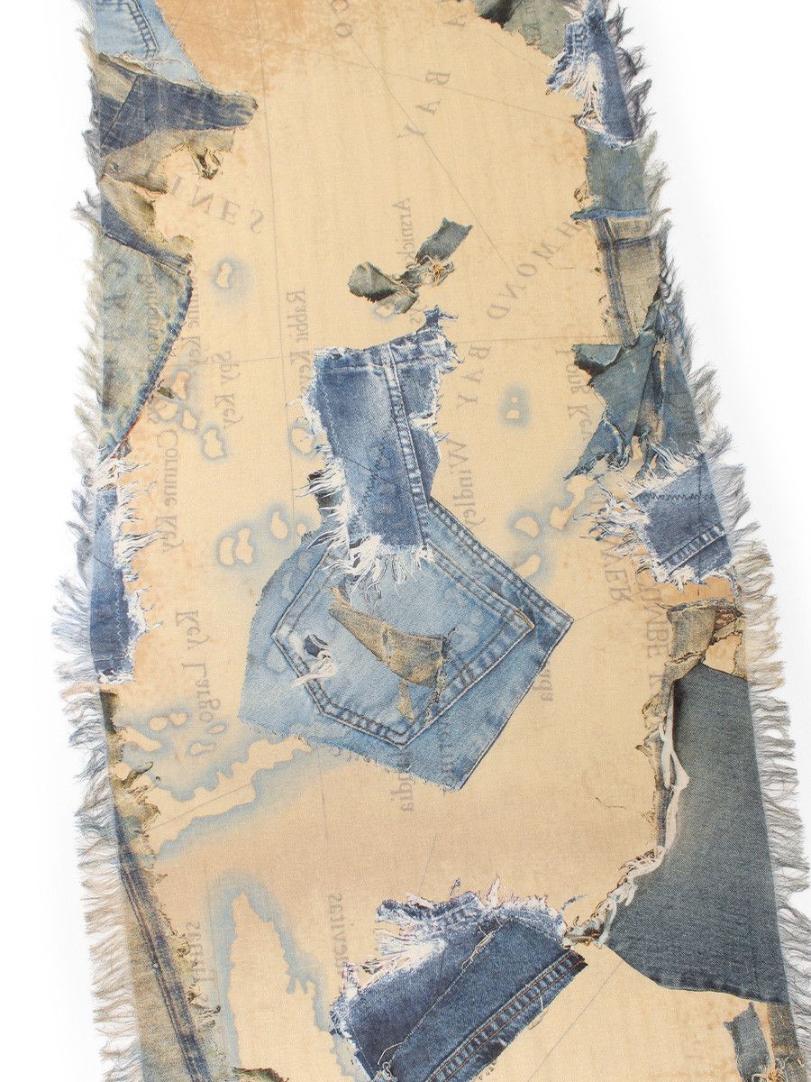 Kapital Kapital Rayon Fringe Scarf KAYO HUESO denim map Size ONE SIZE - 5 Thumbnail