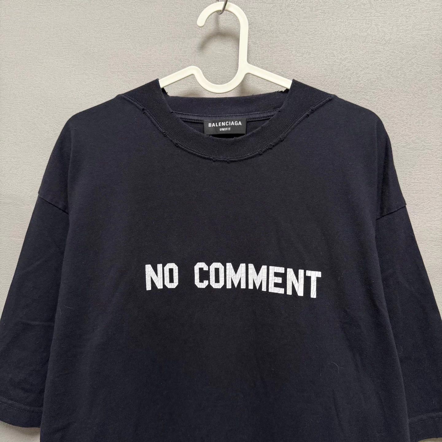 Balenciaga Balenciaga NO COMMENT logo tee distress blue XS 9.99N W1 UW Size US XS / EU 42 / 0 - 2 Thumbnail