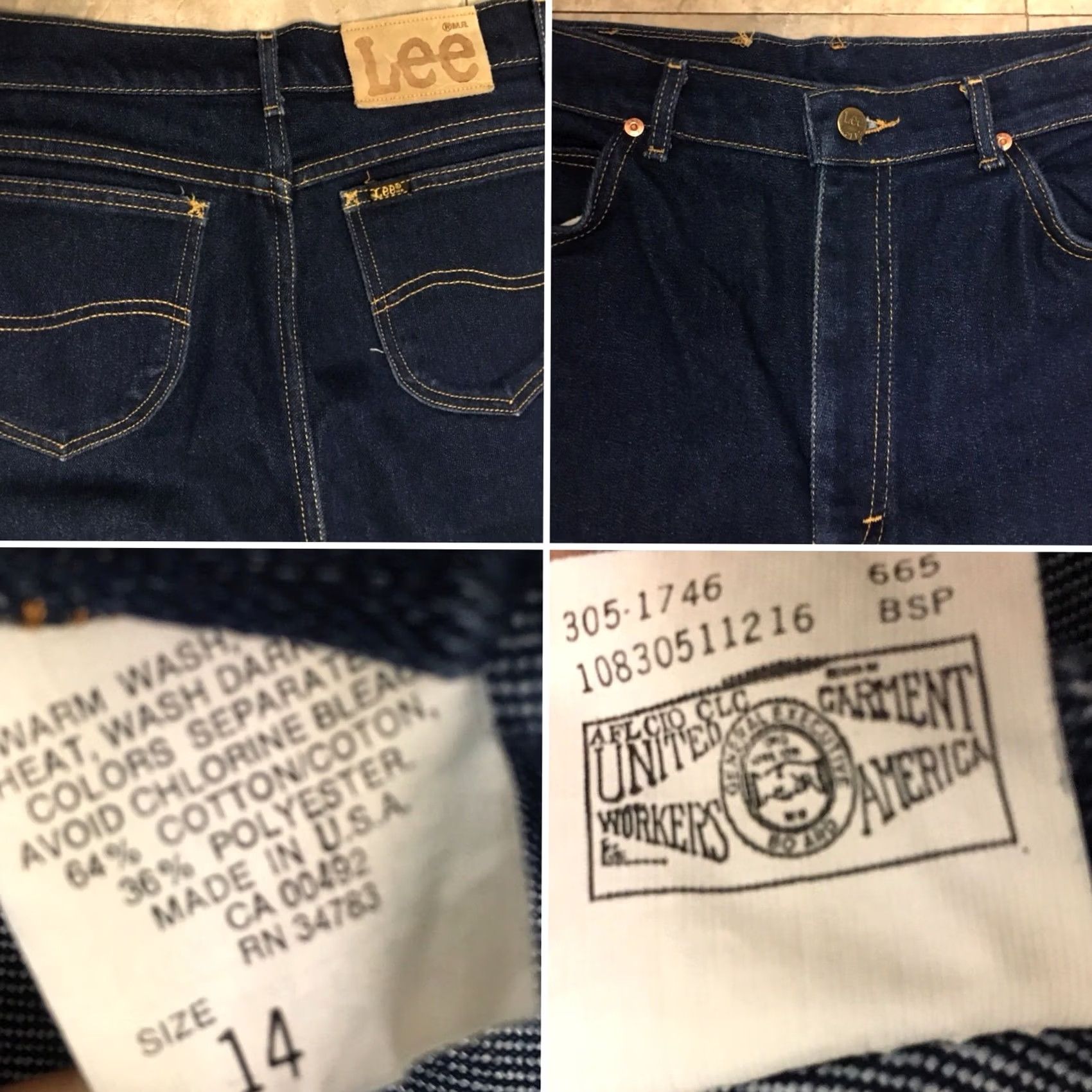 Lee VINTAGE Lee Riders Jeans High Waist US Made Sz 14 30 Waist 40 Inseam 30 Blue 1970s 1980s Mens Size 36" / US 14 / IT 50 - 6 Thumbnail