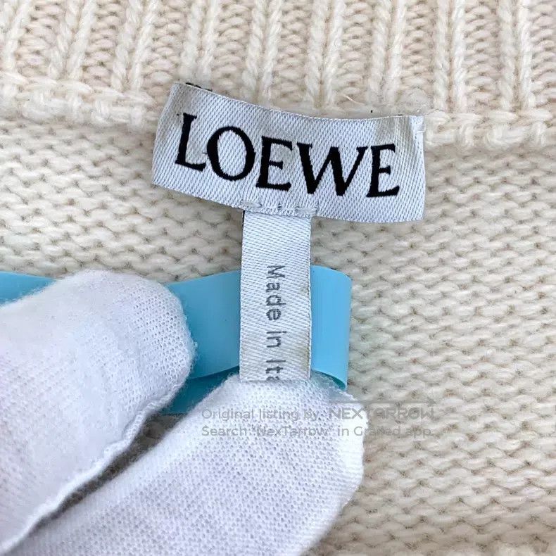 Loewe Loewe Beige Logo Letter Embroidered Diamond-studded Wool C Size L / US 10 / IT 46 - 9 Thumbnail