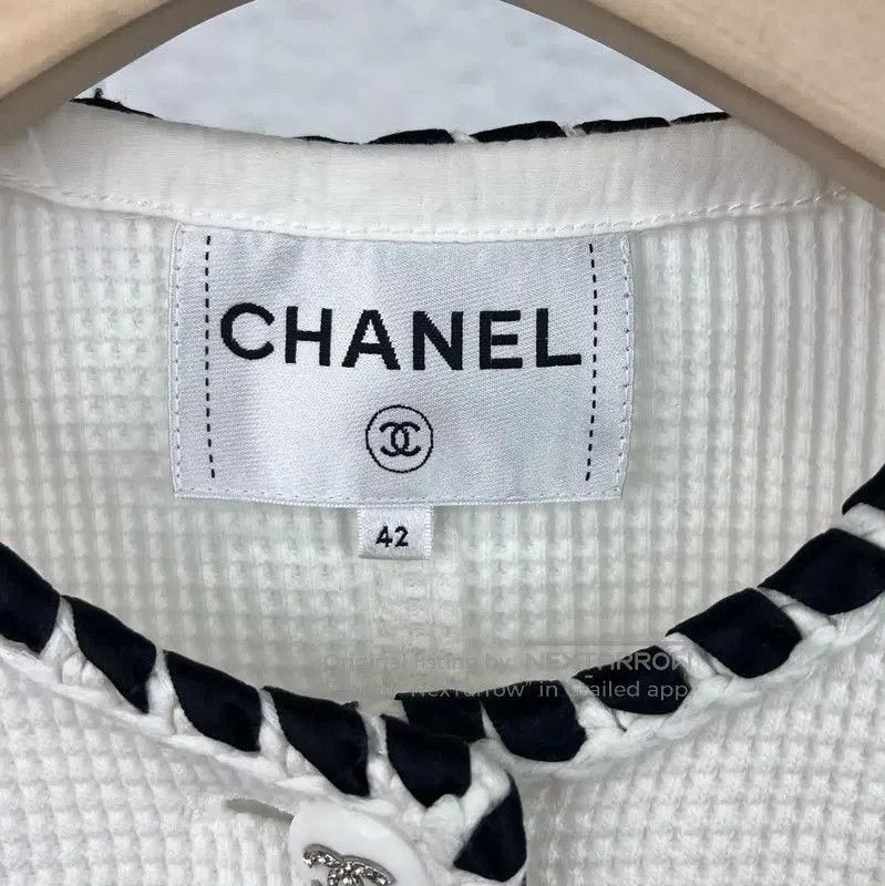 Chanel Chanel White Cotton Jacket for Women . Size L / US 10 / IT 46 - 3 Thumbnail