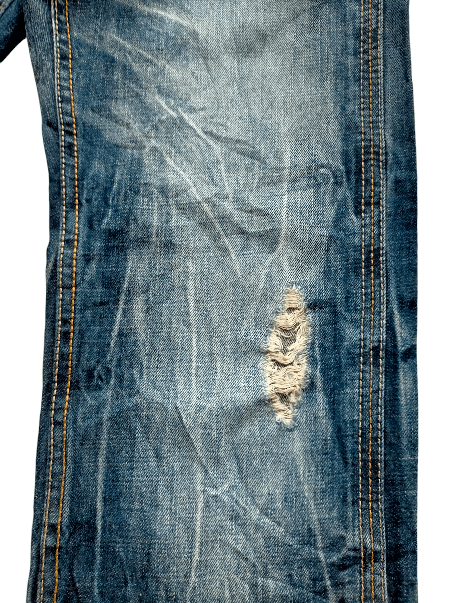 Back Number Acid Wash Bucklle Back Denim Pants