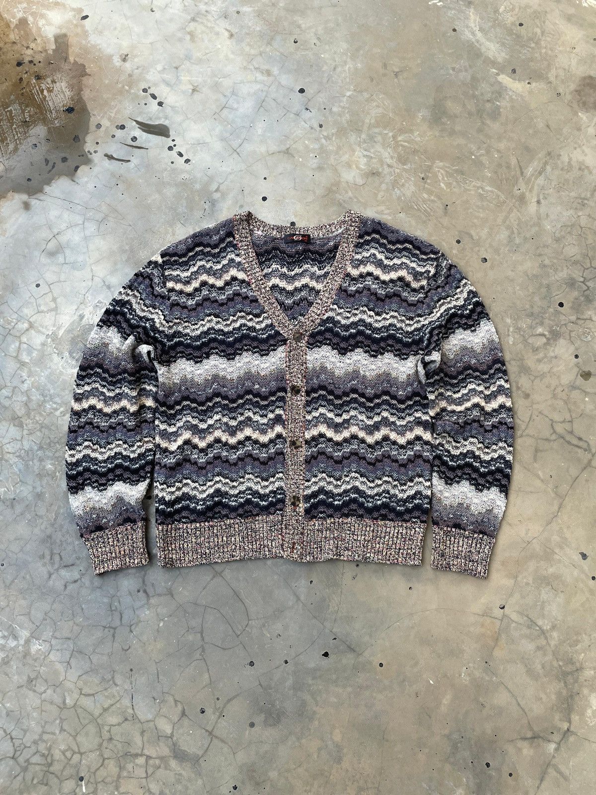 Vintage Missoni Caperdoni Knit Cardigan Zig Zag Pattern Jacket Size XL / US 12-14 / IT 48-50 - 1 Thumbnail