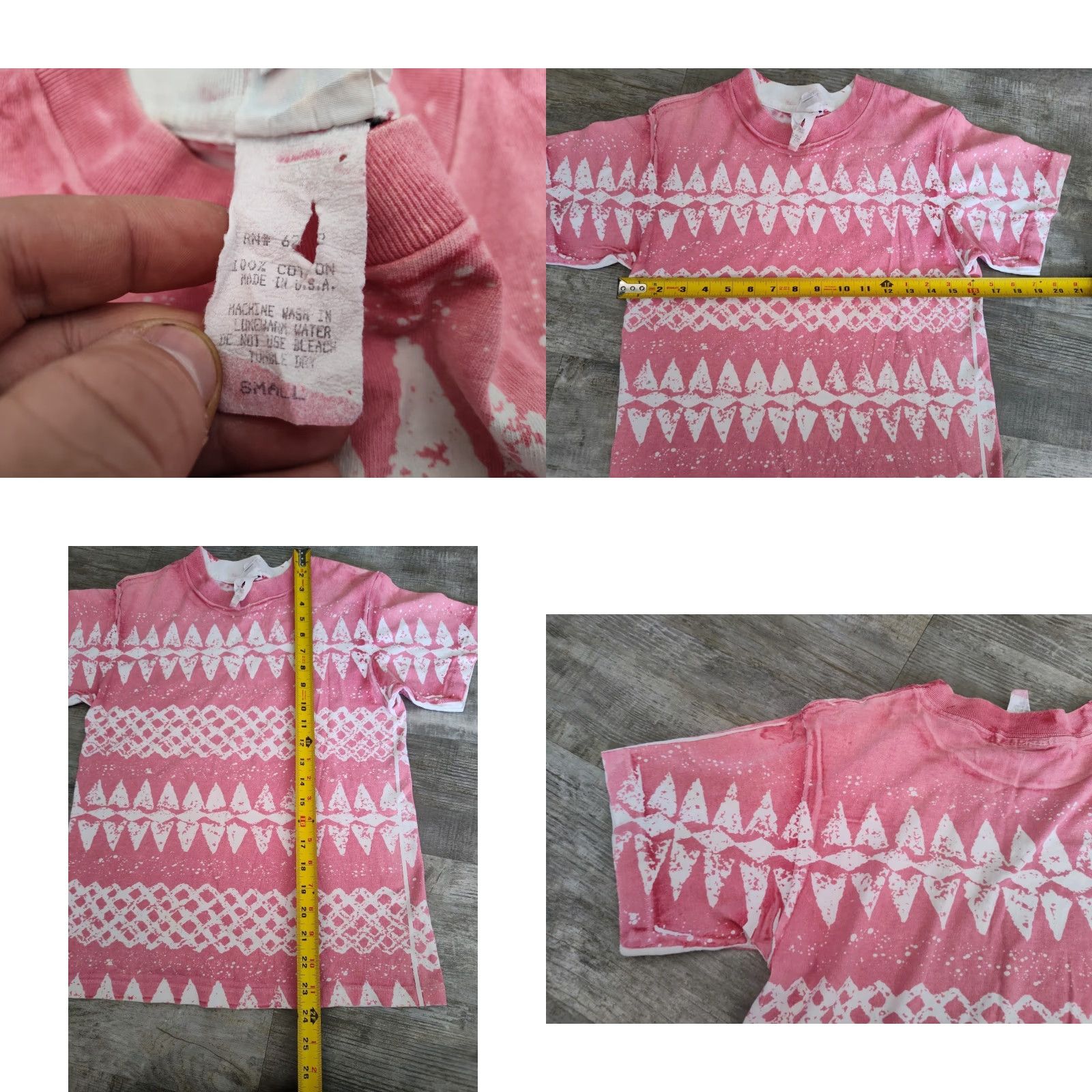 Pinko VINTAGE Tie-Dye Women's Small T-Shirt Crew Neck Geometric USA 80s 90s Summer Spring Fall Size S / US 4 / IT 40 - 8 Thumbnail