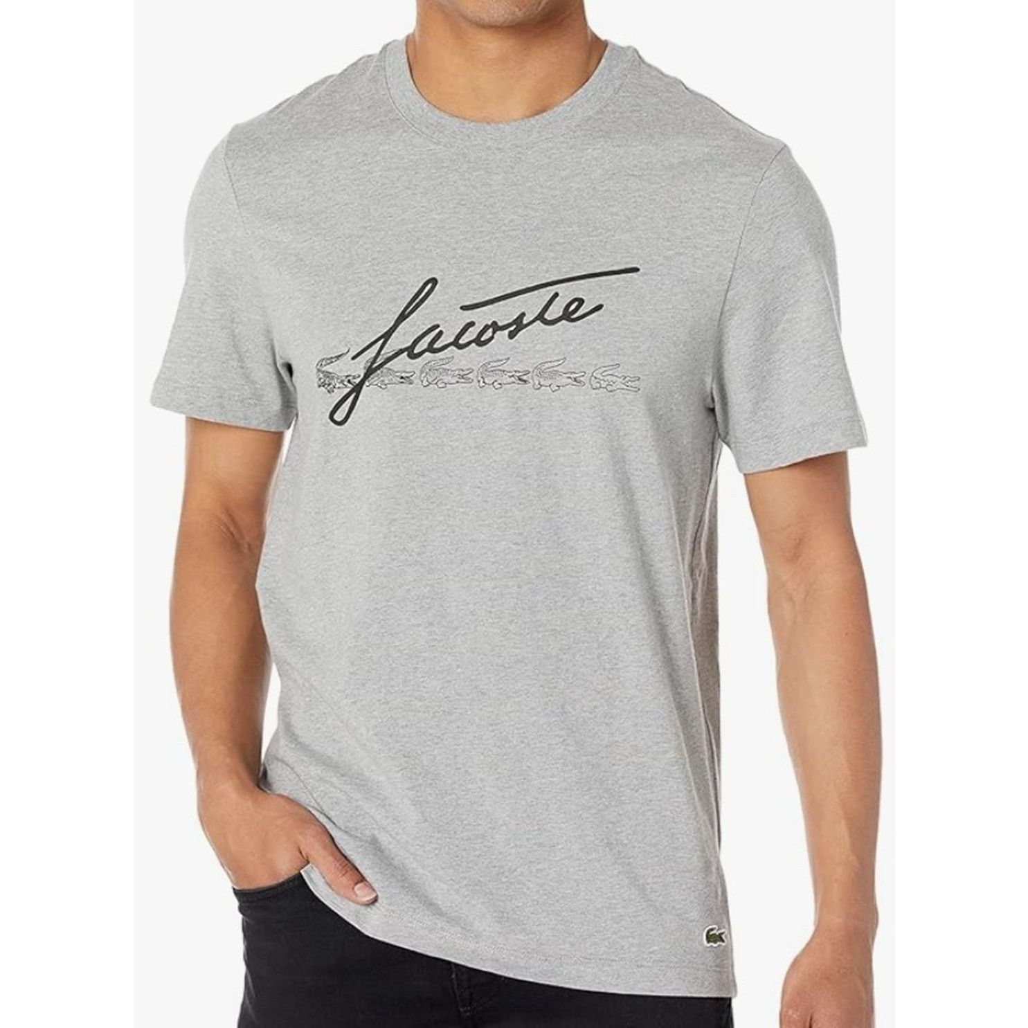 Lacoste Men's Short Sleeve Script T-Shirt Heather 3XL