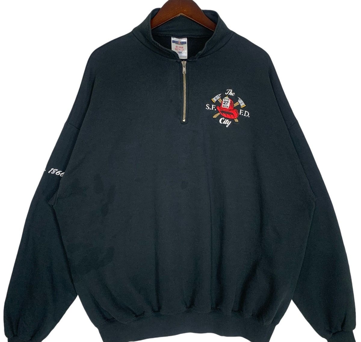 Jerzees Vintage Jerzees Activewear SuperBlend SFFD zipper Sweatshirt Size US XL / EU 56 / 4 - 2 Thumbnail