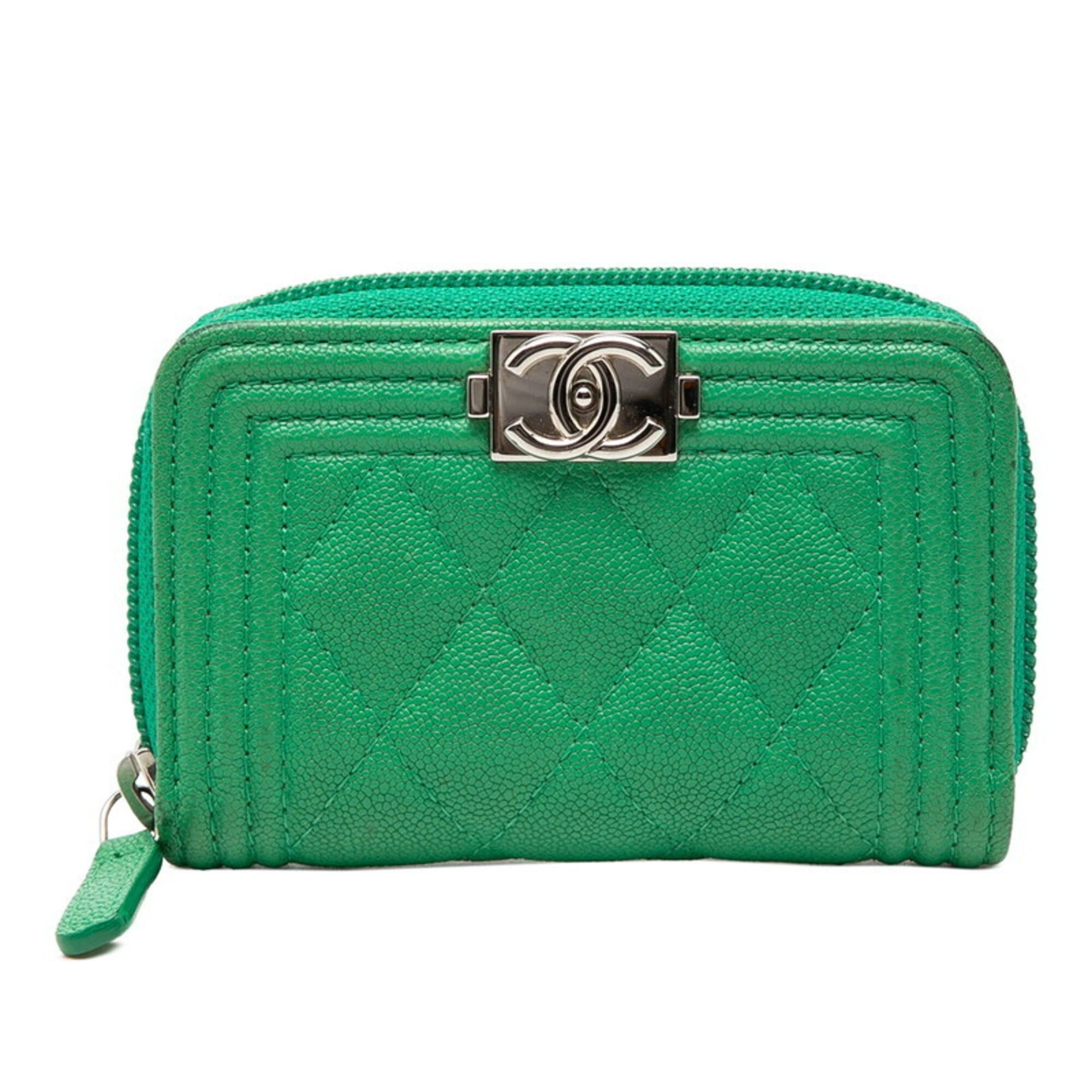 Chanel Chanel Coco Mark Boy Wallet/Coin Purse, Green Caviar Leather, Women's CHANEL Size ONE SIZE - 1 Thumbnail