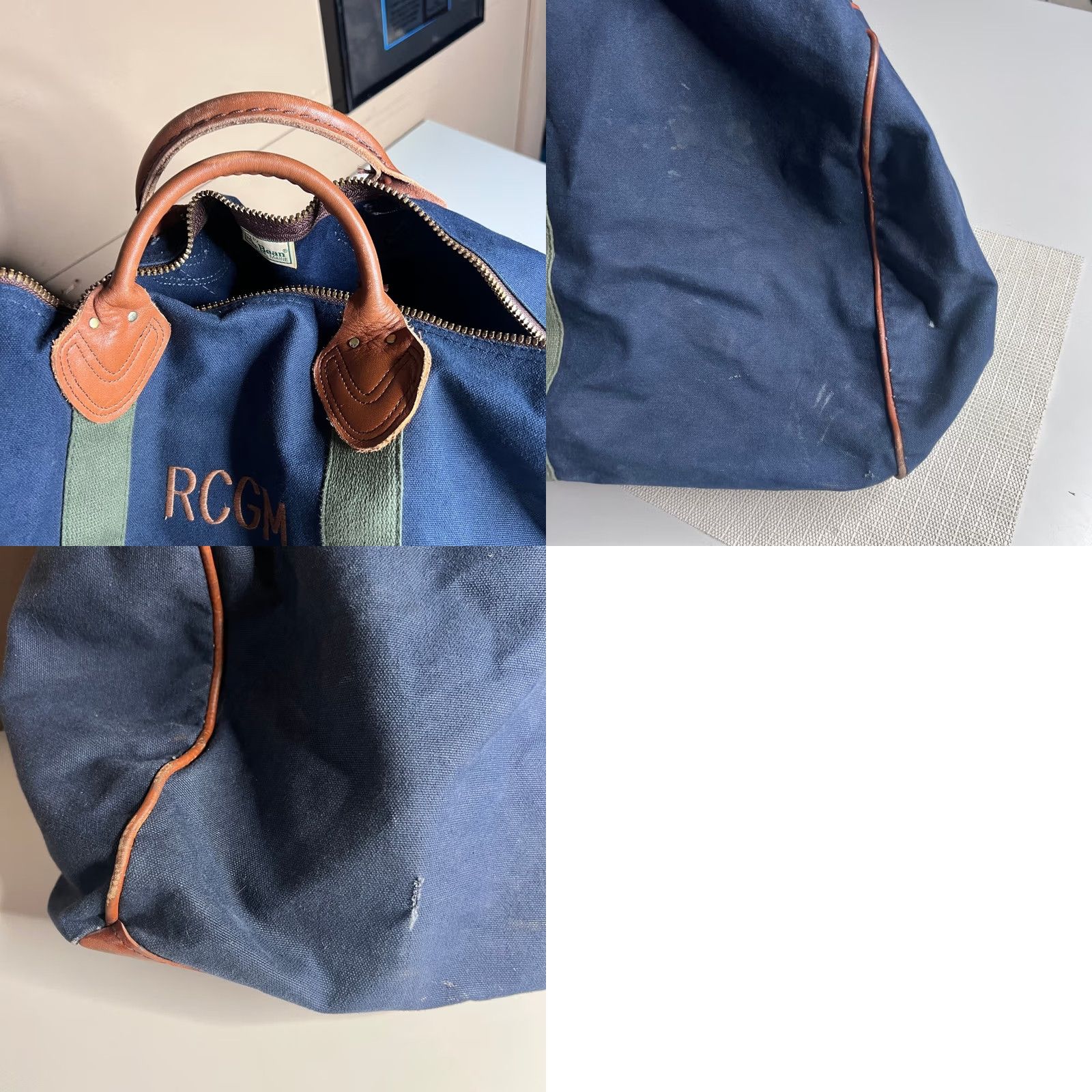 Vintage VINTAGE LL Bean Canvas Leather Duffle Bag Navy Blue Travel Weekend Bag RCGM Size ONE SIZE - 9 Thumbnail