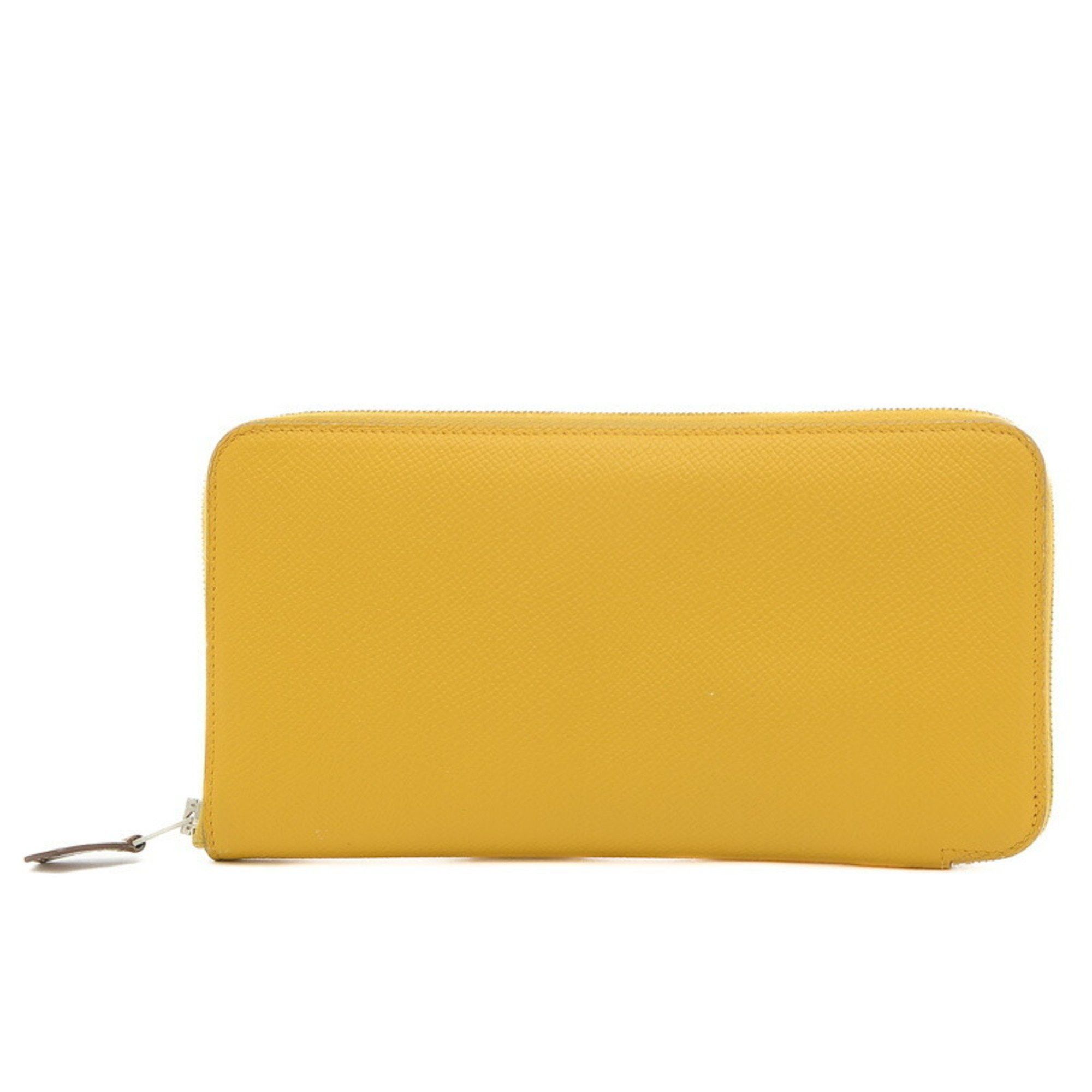 image of Hermes Azap Long Silk-In Wallet Epson Jaune Ambre D Engraved in Yellow, Women's