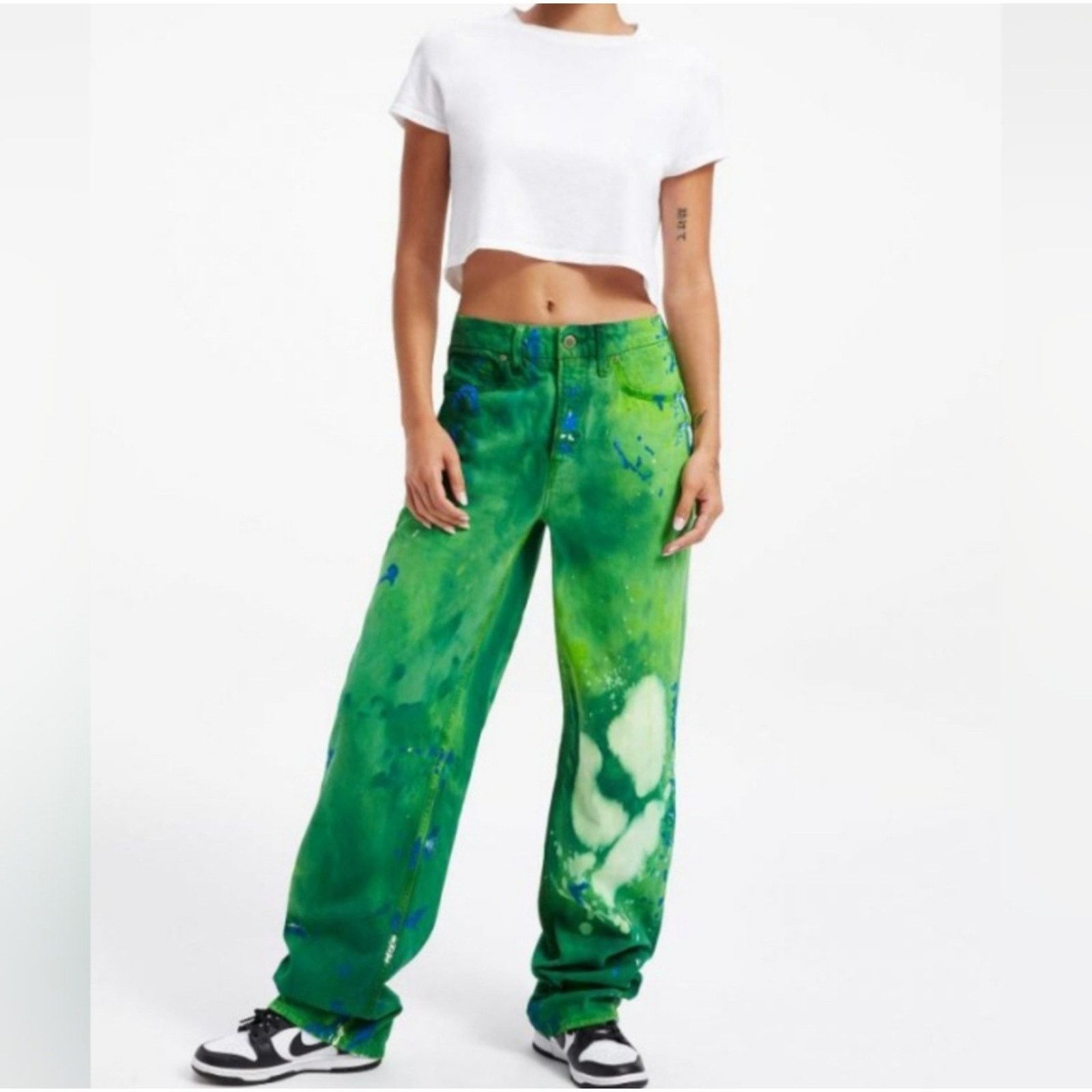 Good American 'Good '90s' Summer Green Tie Dye Jeans 4/27