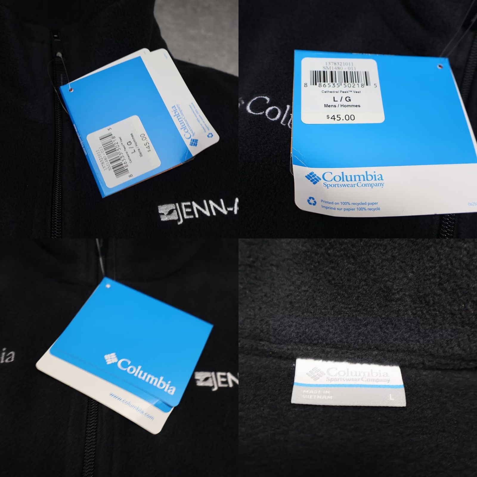 Vintage Columbia Vest Mens Large Black Cathedral Peak Fleece Zip Full Zip Logo Pockets Jacket Style Casual Workwear Travel NEW Size US L / EU 52-54 / 3 - 8 Thumbnail