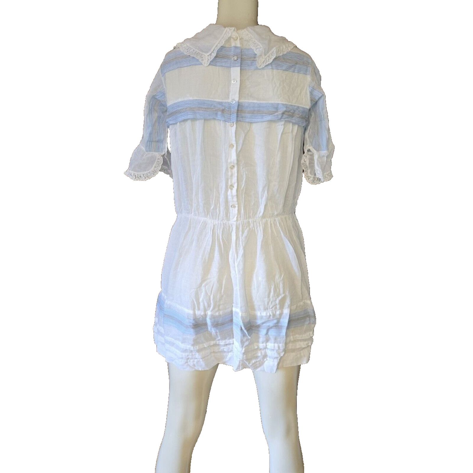 Other Antique Victorian Edwardian Embroidered Stripe Sailor Dress Size S / US 4 / IT 40 - 9 Thumbnail