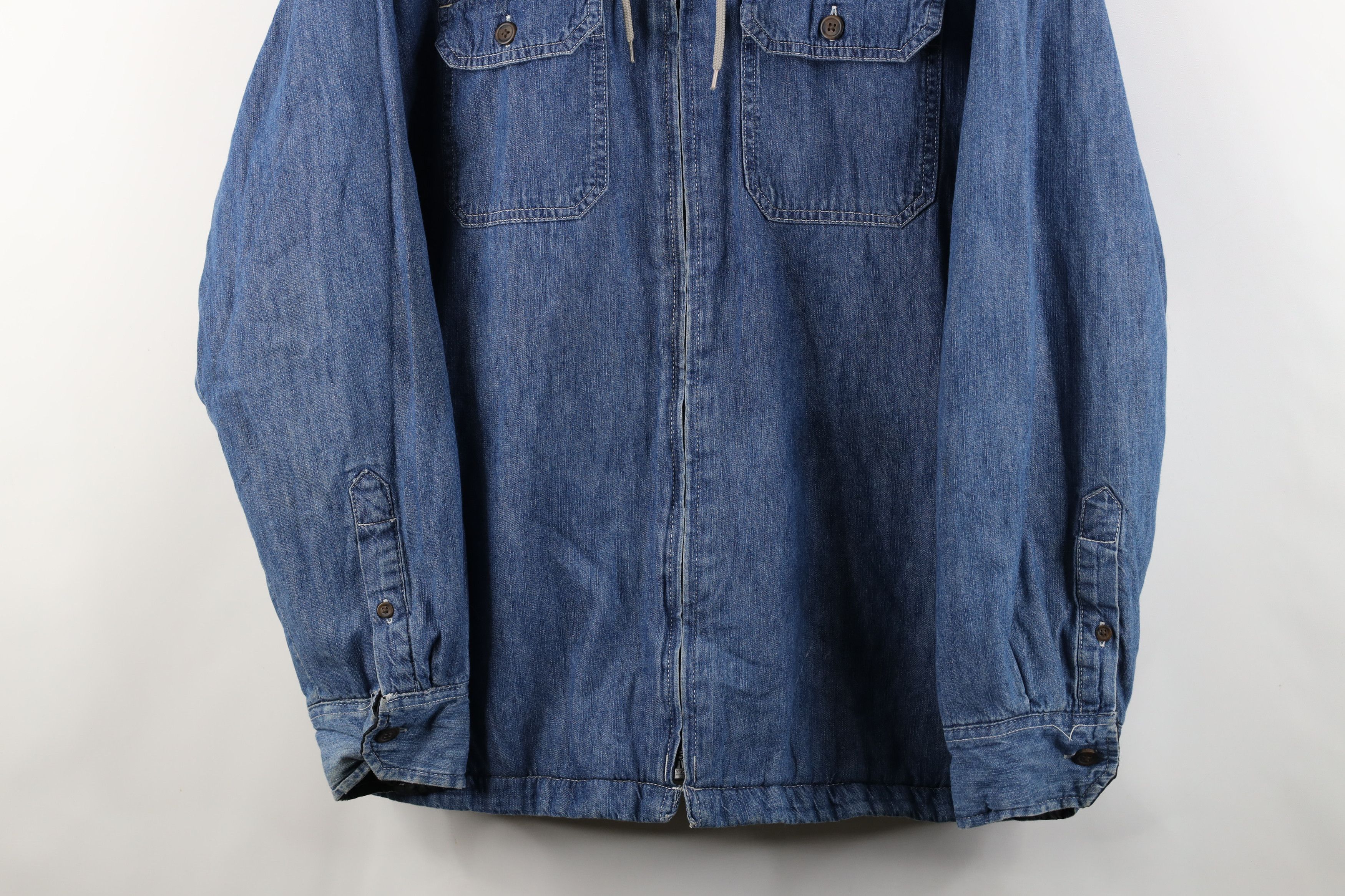 Harley Davidson × Vintage Vintage Harley Davidson Quilted Hooded Denim Shirt Jacket Size US L / EU 52-54 / 3 - 3 Thumbnail