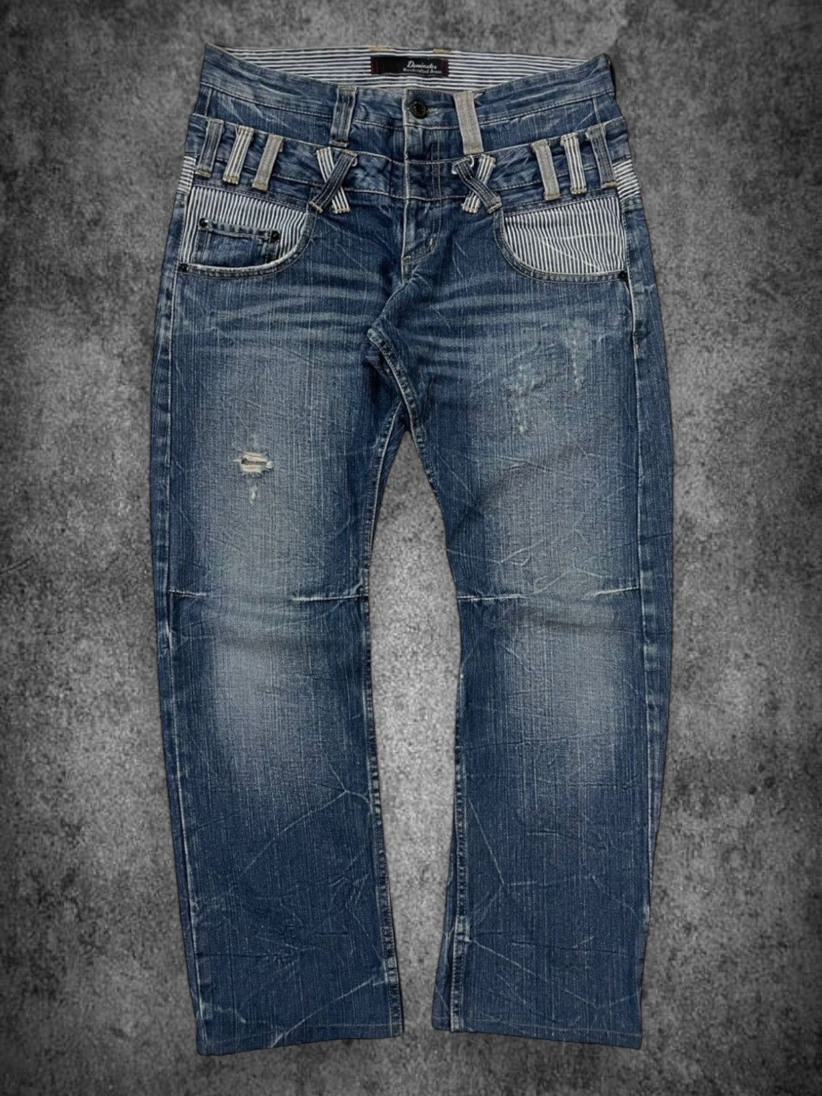 14th Addiction × Japanese Brand Y2k Japanese Dominate Double Waist Faded Grunge Punk Jeans Size US 32 / EU 48 - 1 Thumbnail