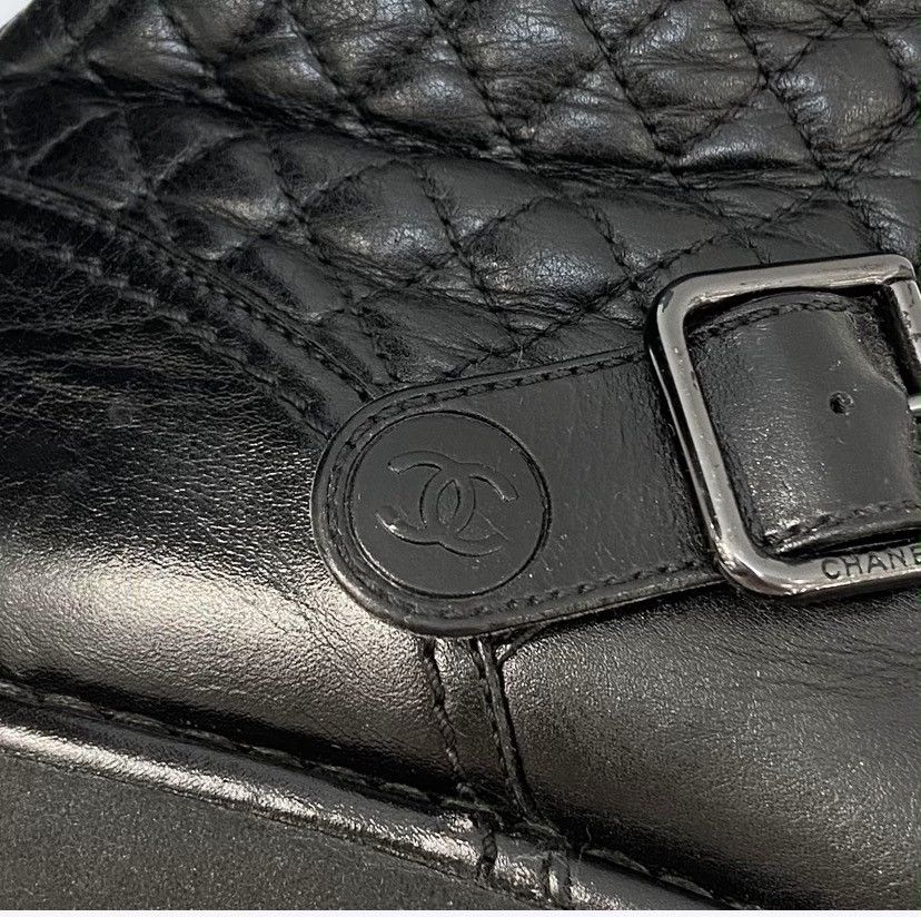 Chanel Chanel black quilted leather biker boots Size US 7 / IT 37 - 7 Thumbnail
