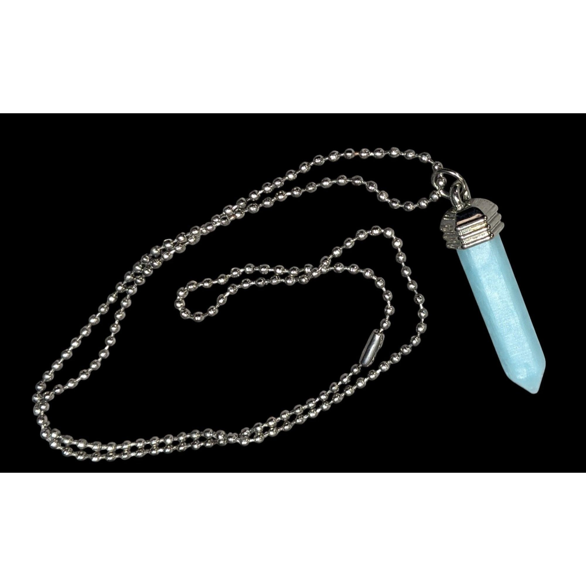Other Simulated Blue Shimmer Crystal Pillar Pendant Necklace Size ONE SIZE - 1 Thumbnail