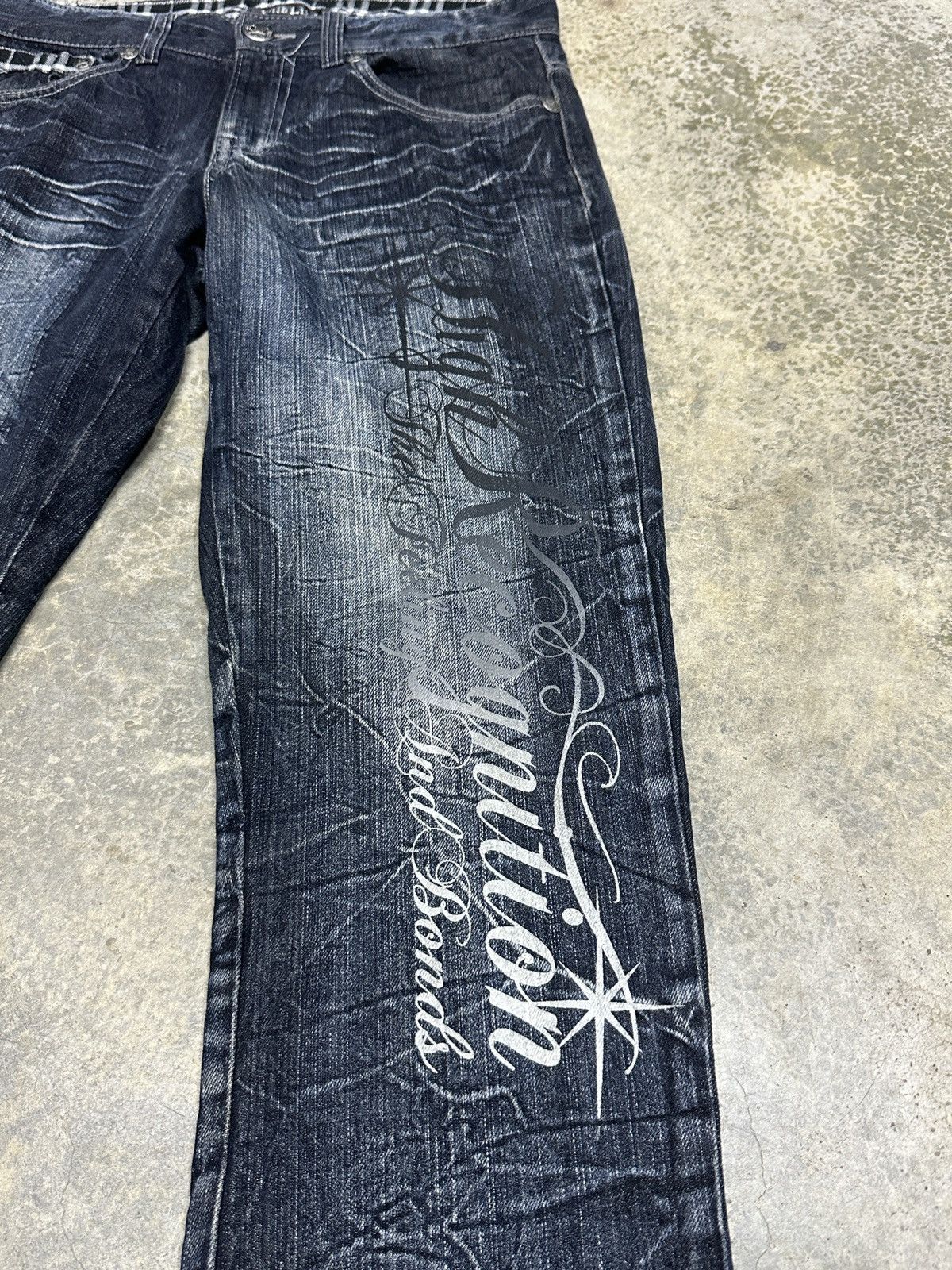 If Six Was Nine × Japanese Brand Vintage Wild Life Denim Clawmark Distressed Washed Jean Size US 33 - 4 Thumbnail
