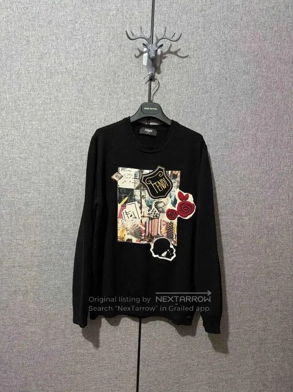 Fendi Fendi Black Wool Embroidered Logo Sweater . Size US XL / EU 56 / 4 - 1 Thumbnail