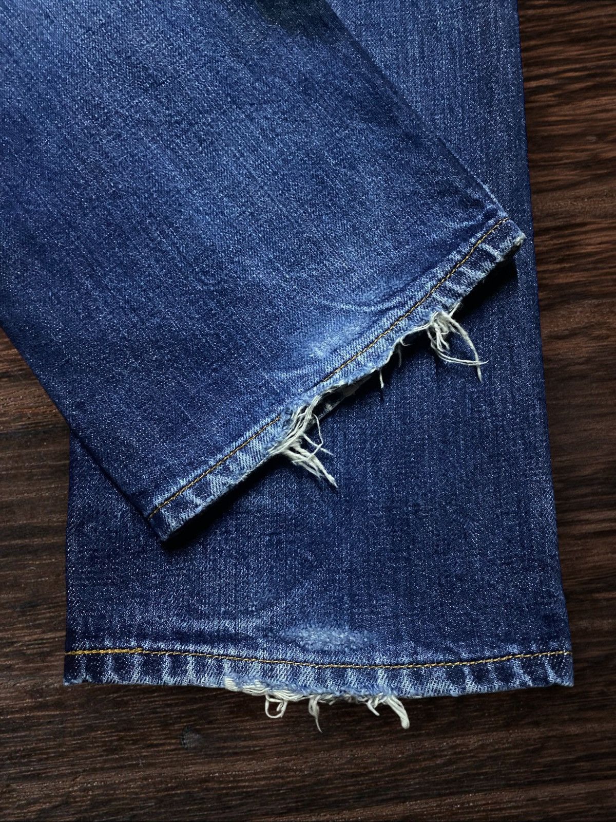 Levi's Vintage Clothing Levi's 501 blue jeans with a worn, distressed look jeans Size US 29 - 12 Thumbnail